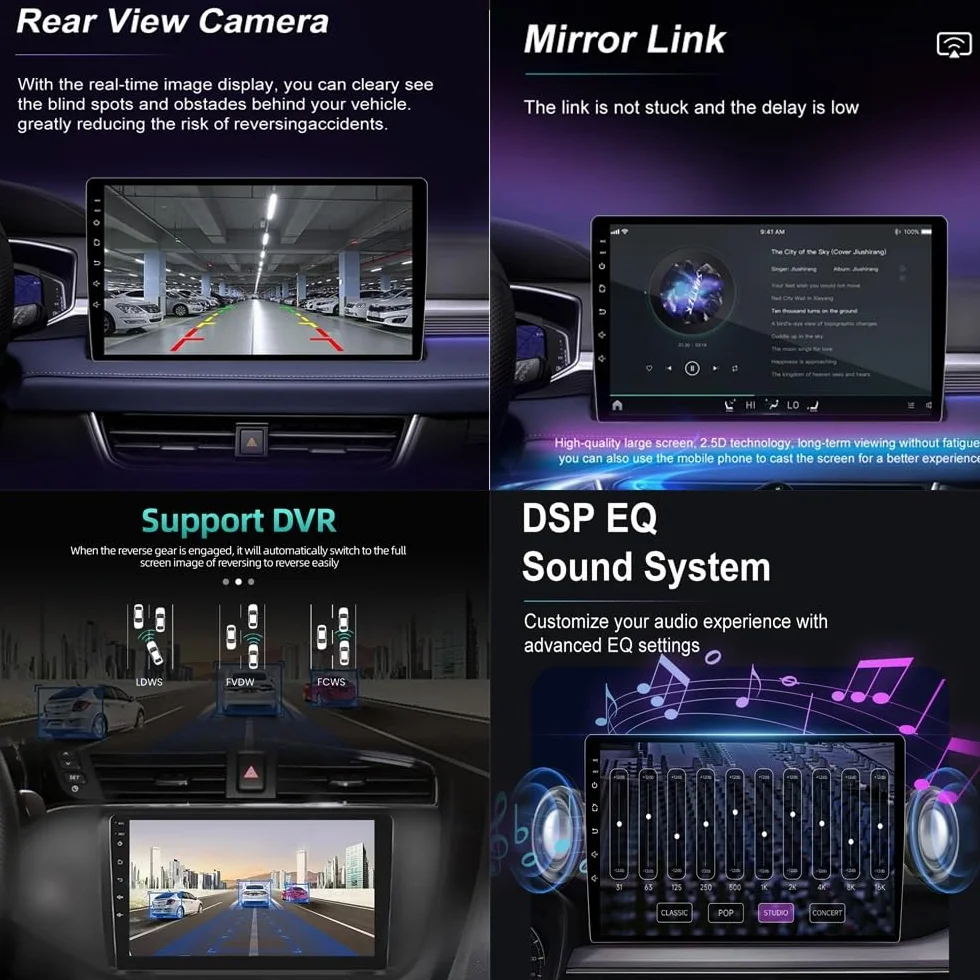 Radio Samochodowe dla Honda Jazz 2002-2007 Przenośny OdtwarzaczDotykowym Hd, Bluetooth, Wi-Fi, Radiem, Wideo I Muzyką; Mirror Link, 4 Rdzeń 4G+64G