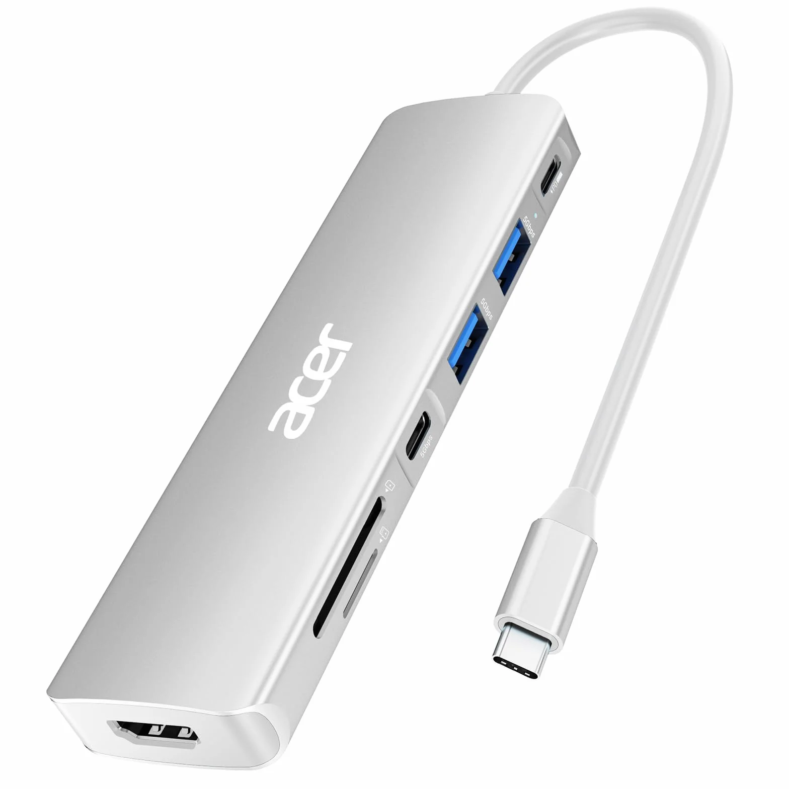 acer Hub USB C, 7 w 1 Adaptera USB C do HDMI, Adapter USB-C Multiport z 4K HDMI, 5Gbps 2*USB 3.0 i portem danych typu C, PD 100 W, czytnik kart SD do iPada Pro, MacBooka Pro, laptopa, Della itp.