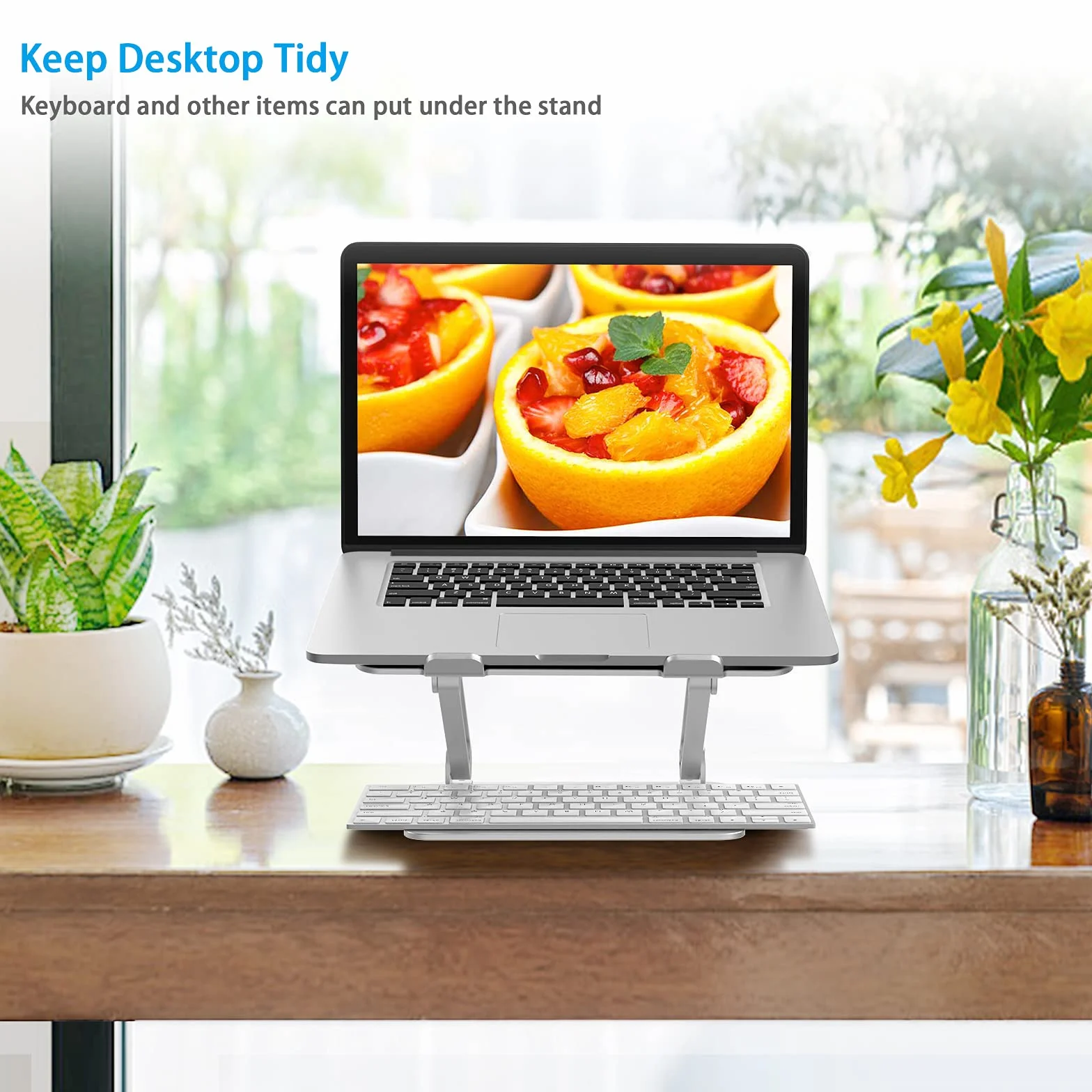 BoYata Stojak na laptopa z regulacją kąta, z funkcją Heat-Vent, kompatybilny z notebookami i laptopami (10-17 cali) MacBook Pro/Air, Surface Laptop, Samsung, notebook HP (Srebrny)