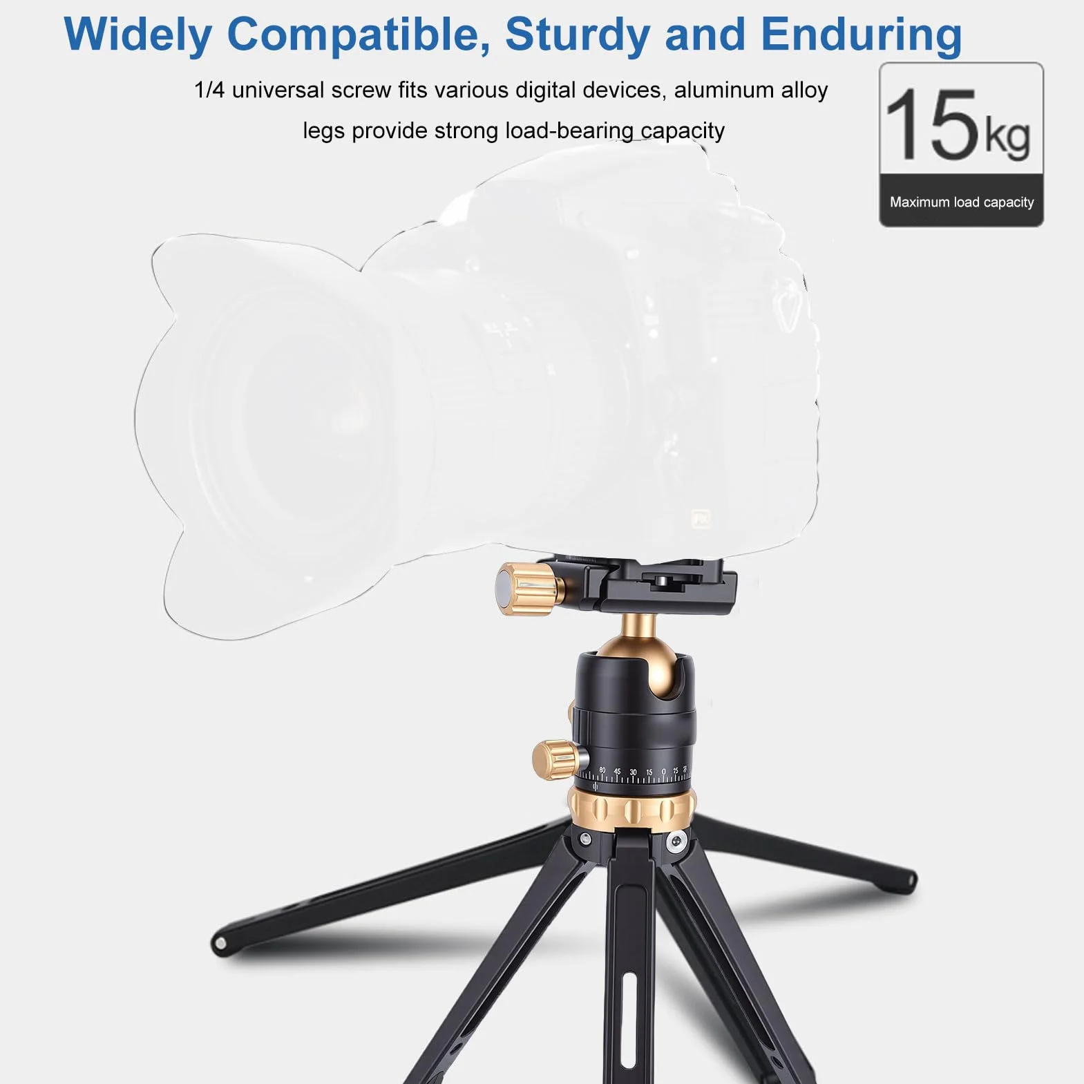 Cuifati Statyw Stacjonarny MT 02, Podwójny Kąt Wsparcia ze Stopu Aluminium 35 70 Stopni z Obrotem o 360 Stopni i płytką Szybkiego Uwalniania do Aparatu DSLR Sprzęt Wideo Vlog (GOLD)