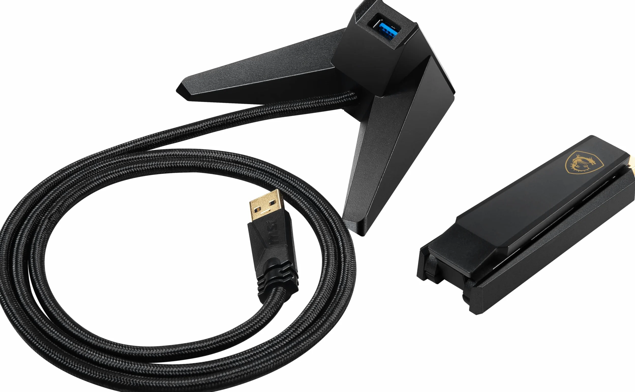 MSI AXE5400 WiFi 6E adapter USB – WLAN do 5400 Mb/s (6 GHz, 5 GHz, bezprzewodowa 2,4 GHz), USB 3.2 Gen 1, MU-MIMO, 2 x trójpasmowe anteny o wysokim wzmocnieniu, formowanie wiązki, WPA3 – w zestawie