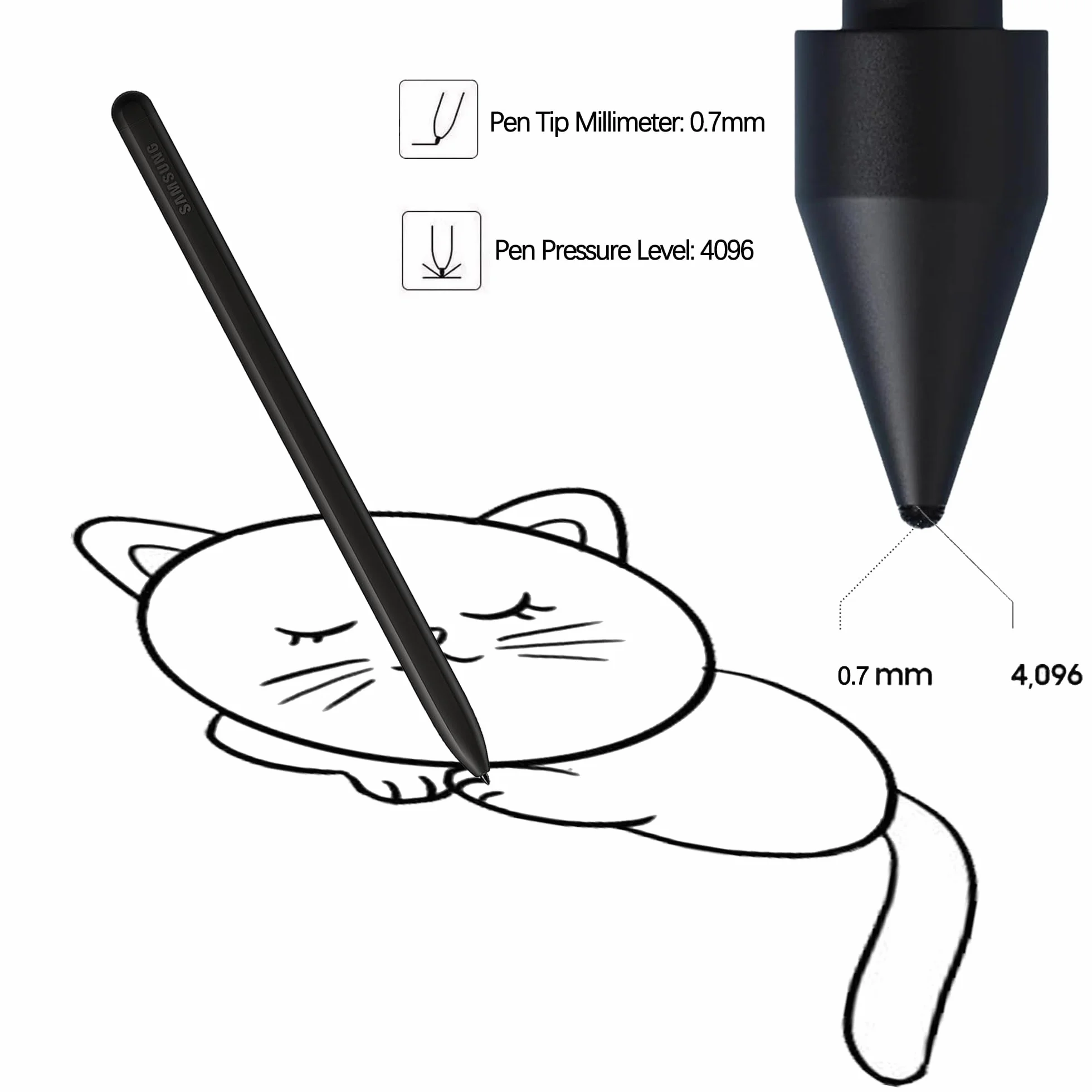 Oryginalne miękkie końcówki do Samsung S Pen Galaxy Tab S6 Lite, S10, S9, S8, S7 FE, czarne