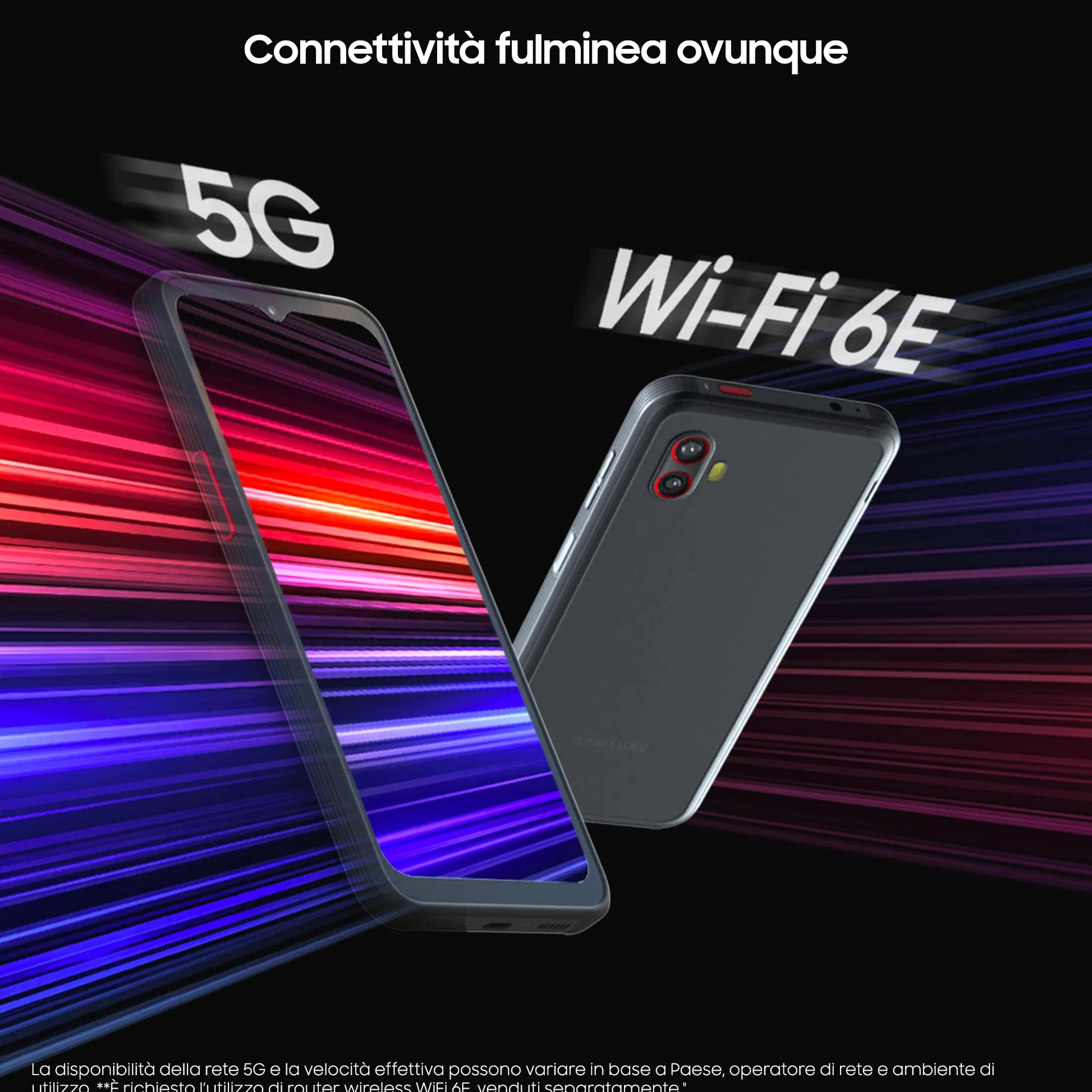 Samsung Galaxy XCover 6 Pro Wodoodporny smartfon z Androidem, wyświetlacz 6.6'', 6 GB pamięci RAM i 128 GB1 Rozbudowana pamięć wewnętrzna 2, bateria 4.050 mAh3, czarny [Wersja włoska]