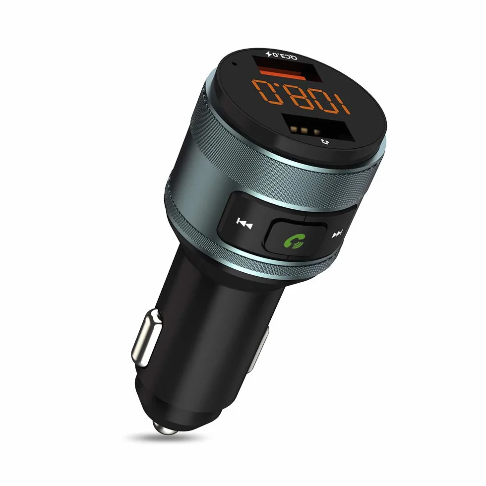 Zealife Transmiter Bluetooth FM Samochodowy QC 3.0 Bezprzewodowy Adapter Zestaw Głośnomówiący Ładowarka Dual USB 64 GB