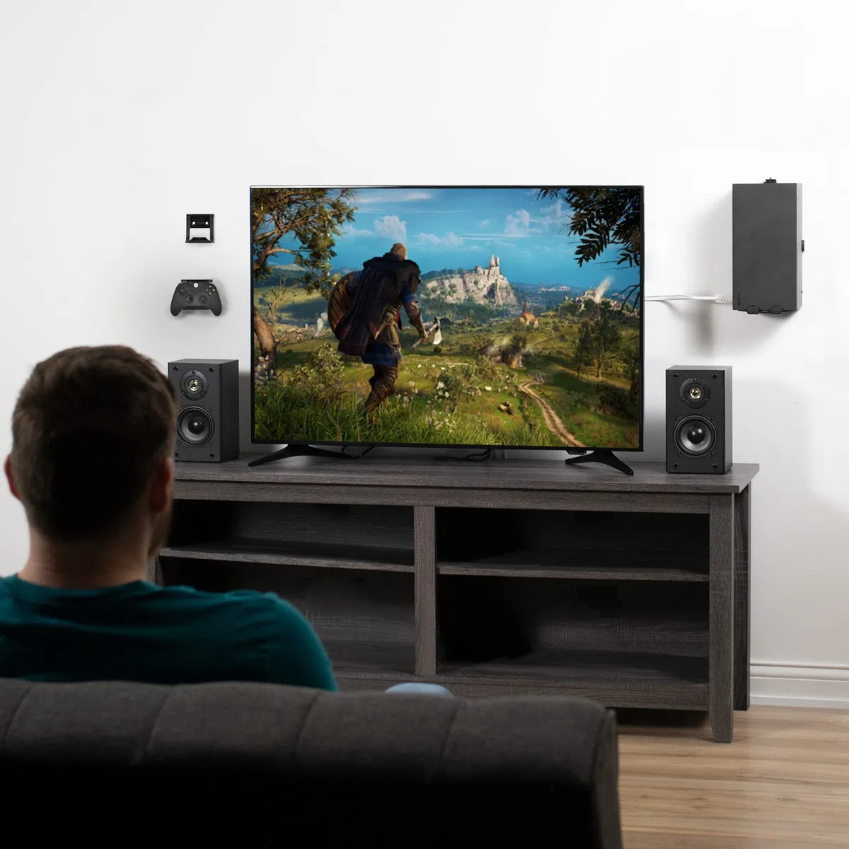 VIVO Stalowy uchwyt ścienny zaprojektowany do konsoli do gier Xbox Series X, wyświetlacz poziomy i pionowy, otwarta konstrukcja, czarny, Mount-XSXU1