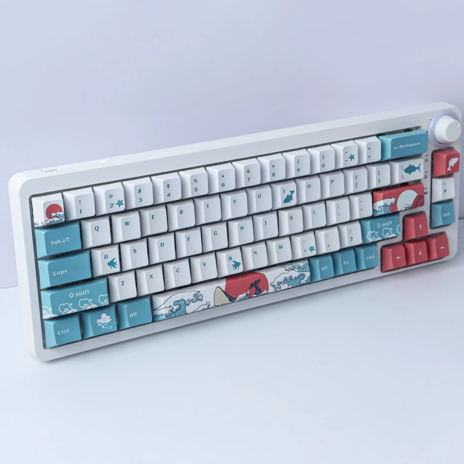 Nasadki klawiszy PBT, 100 klawiszy Cherry Profile Dye Sublimation, Coral Sea Keycaps do układu ISO/ANSI 61/64/68/87 Gateron MX przełączniki klawiatura mechaniczna
