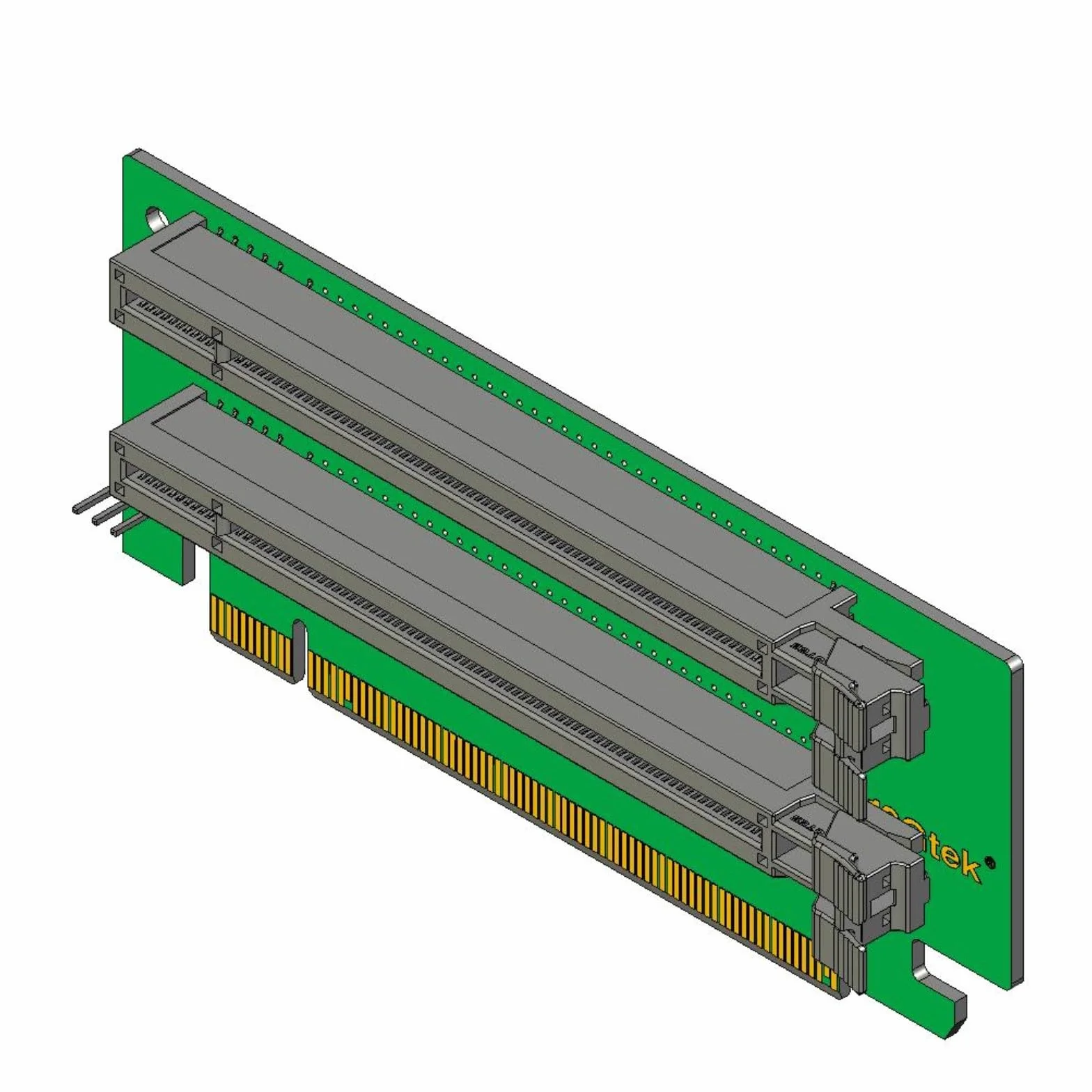 PCI-Express 16x Riser Card 2 Slot 270-Degree R-Angle Riser Adapter Card for 1U 2U, Requires Motherboard BIOS Support for Bifurcation, RS44SR-2(210)