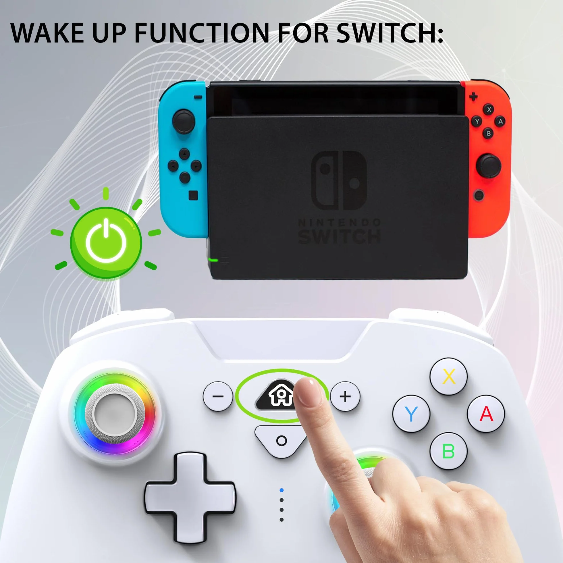 Subsonic Bezprzewodowy kontroler do Switch i Switch Oled – bezprzewodowy kontroler Bluetooth z diodami LED, wibracjami i 6-osiowym żyroskopem – biały