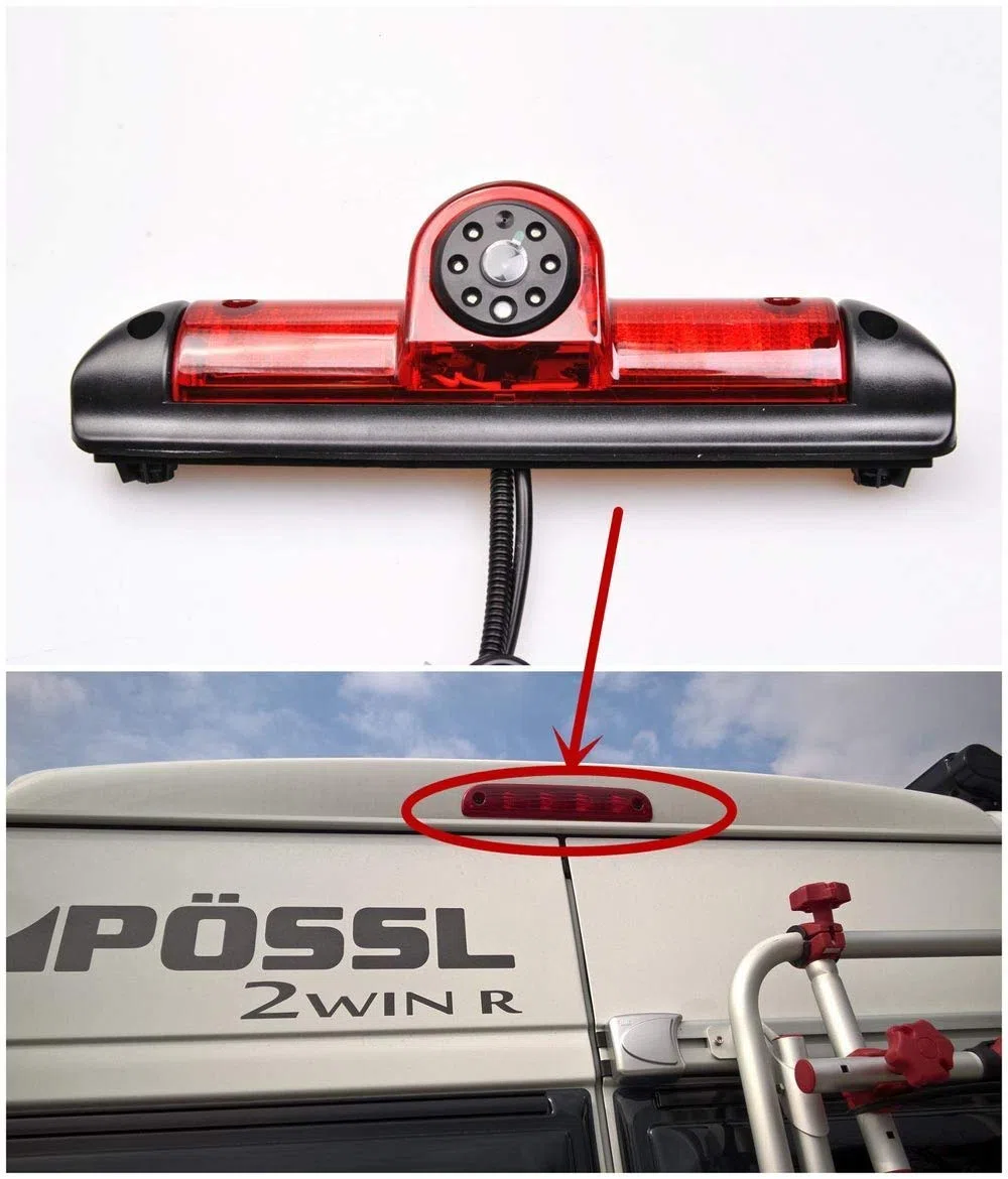 Transportster kamery cofania + 7-calowy ekran TFT LCD monitor samochodowy w 3. Lampa hamulca Bremslicht pasuje do Ducato X250 / Peugeot Boxter/Citroen Jumper