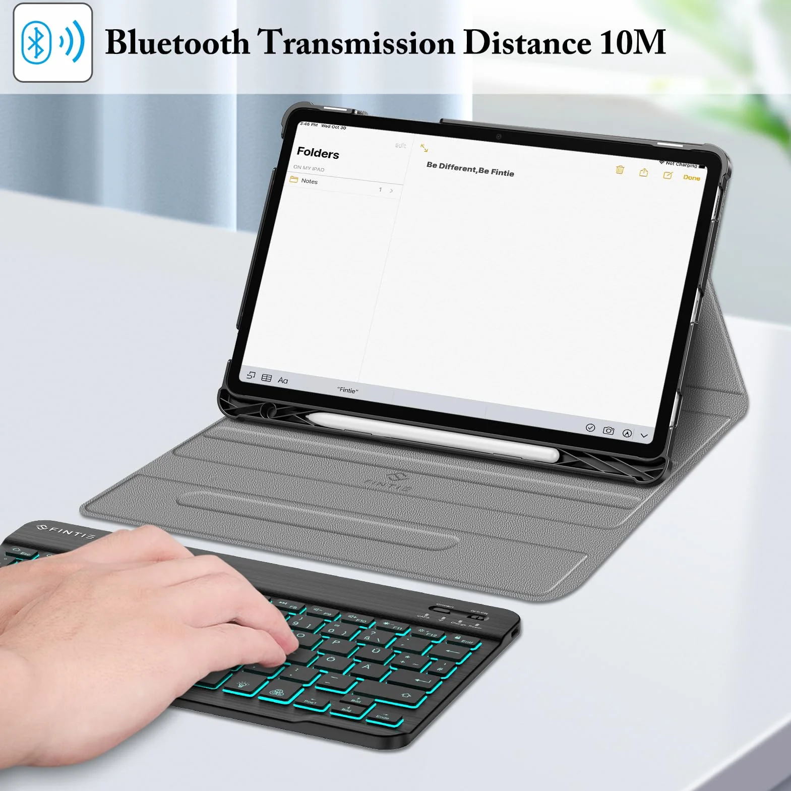 FINTIE Podświetlane etui na klawiaturę Samsung Galaxy Tab S10 Lite/S10 FE/S9 FE 10,9" S9 11" magnetyczne Bluetooth czarne
