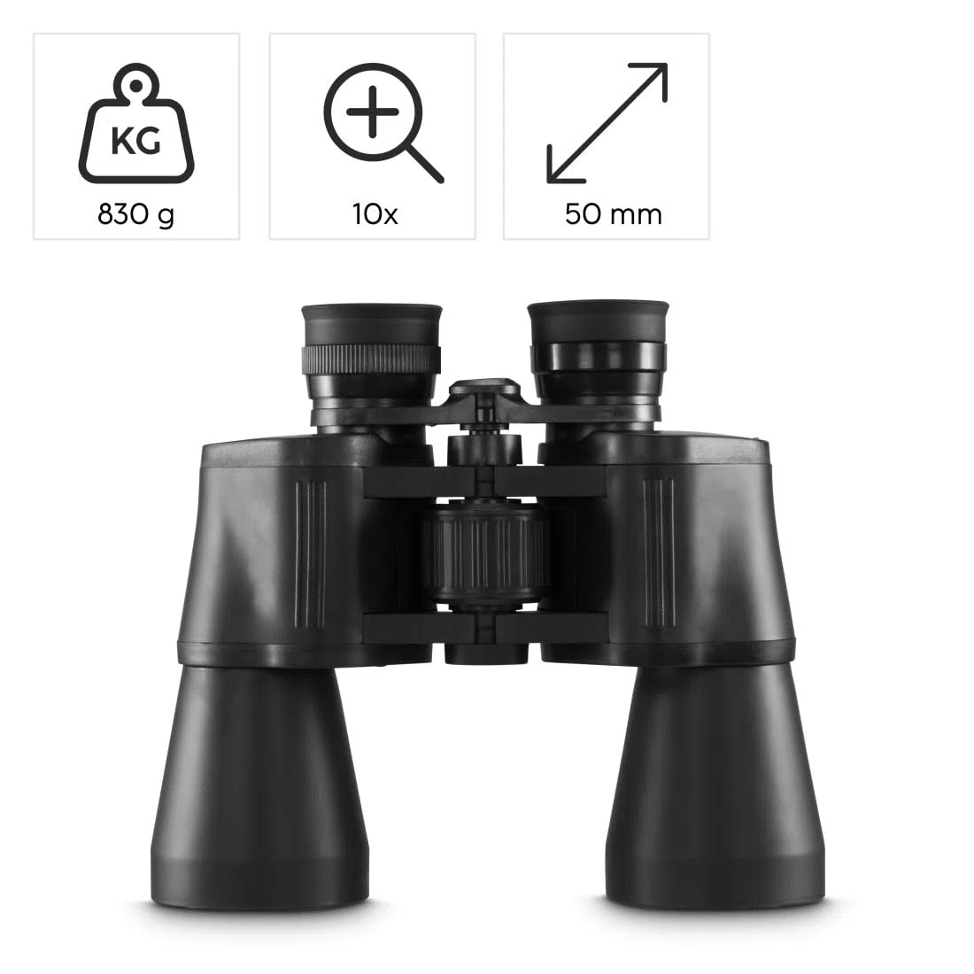Hama Kompaktowa lornetka 10 x 50 dla ostrego szerokiego widzenia, 10-krotne powiększenie, średnica obiektywu 50 mm, kształt porro, Optec, czarna