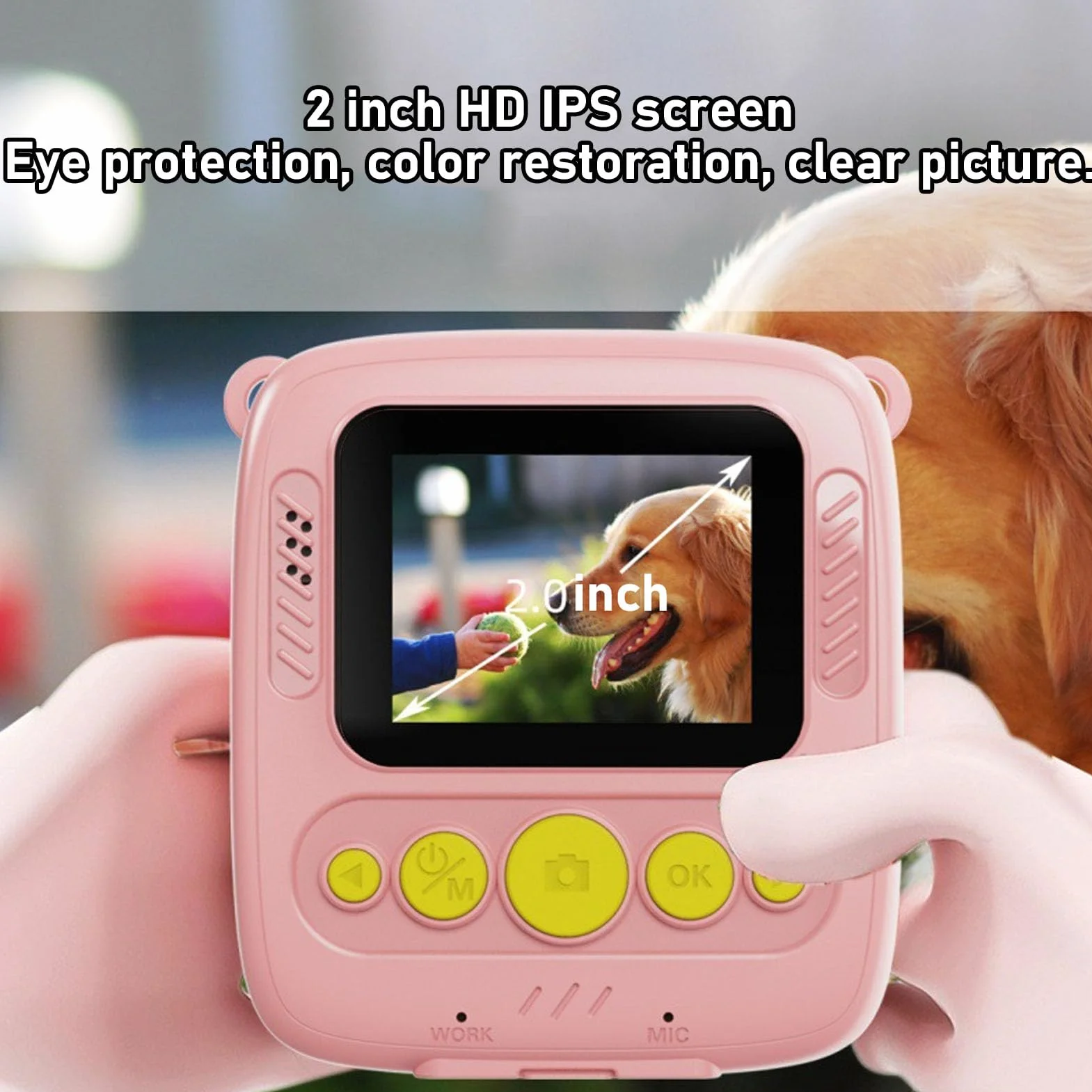 Aparat do Natychmiastowego Drukowania dla Dzieci, Cyfrowa Kamera Wideo dla Małych Dzieci 1080P 48M z Filtrami, Ramki do zdjęć, Odtwarzanie Muzyki, Gry Codzienne, Prezenty