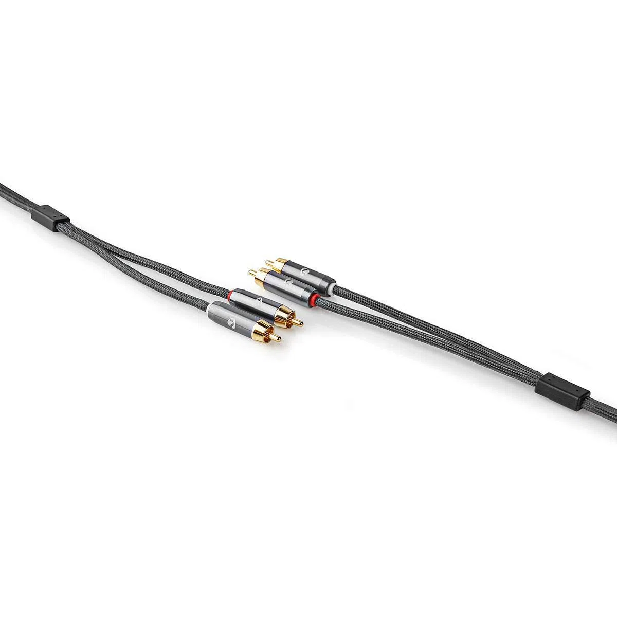 Nedis - Kabel audio stereo - wtyk RCA - pozłacany - 2 m - okrągły - antracyt/szary