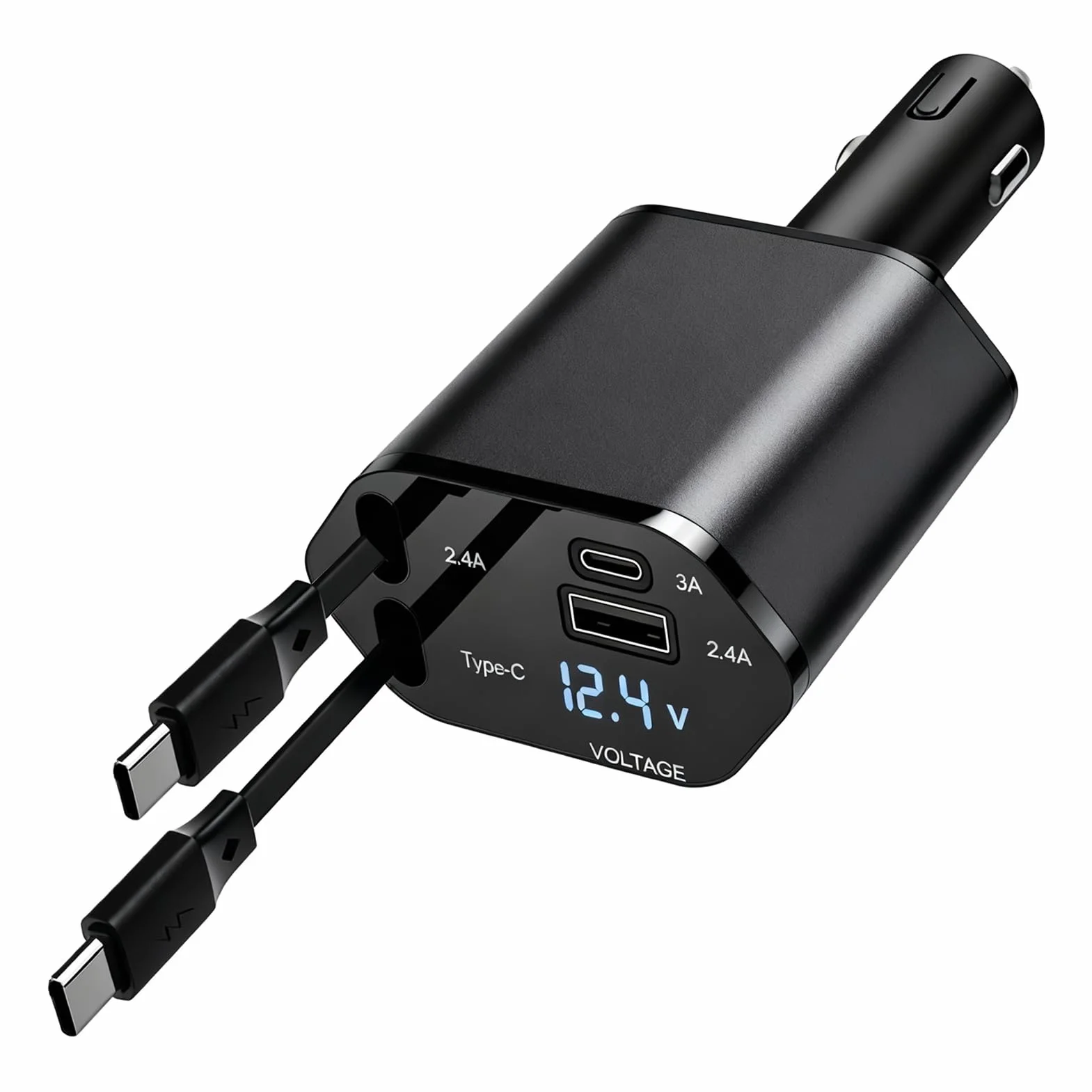 4 w 1 gniazdo zapalniczki samochodowej USB-C, adapter z PD 30W/20W i portem USB-A/C, chowana ładowarka do samochodów ciężarowych