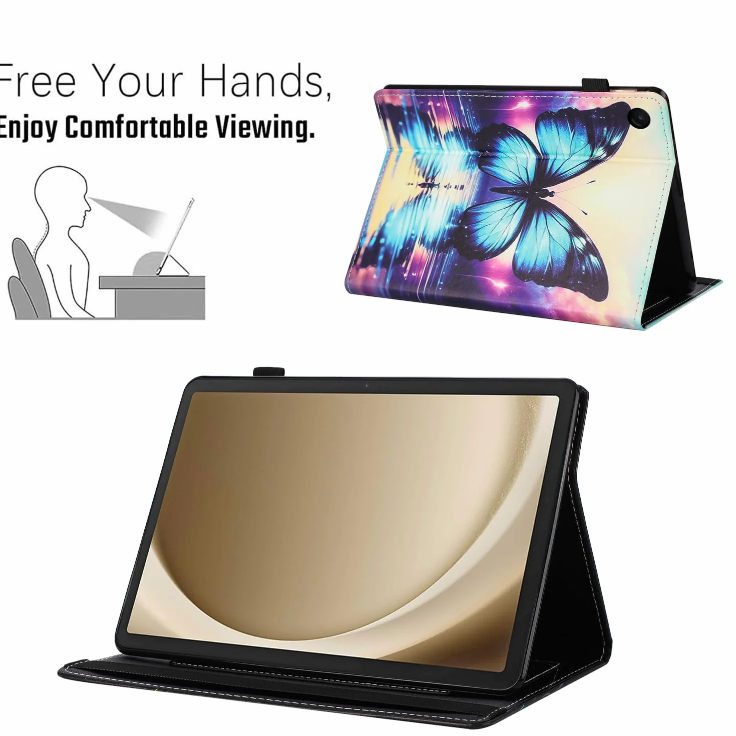 Etui do Samsung Galaxy Tab A11+ 11 cali 2025 SM-X310/SM-X315 LTE/SM-X236 PU skórzany rękaw magnetyczny stojak pokrowiec portfel tablet etui ochronne do Galaxy A11 Plus cień motyl
