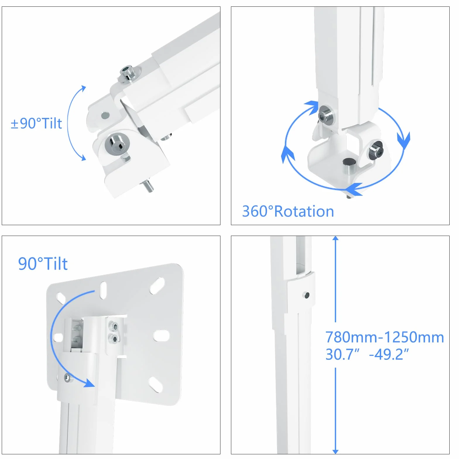 Suptek Przedłużony mini projektor 125 cm uchwyt sufitowy regulowany ścienny z adapterami gwintowanymi PR05LMINIW