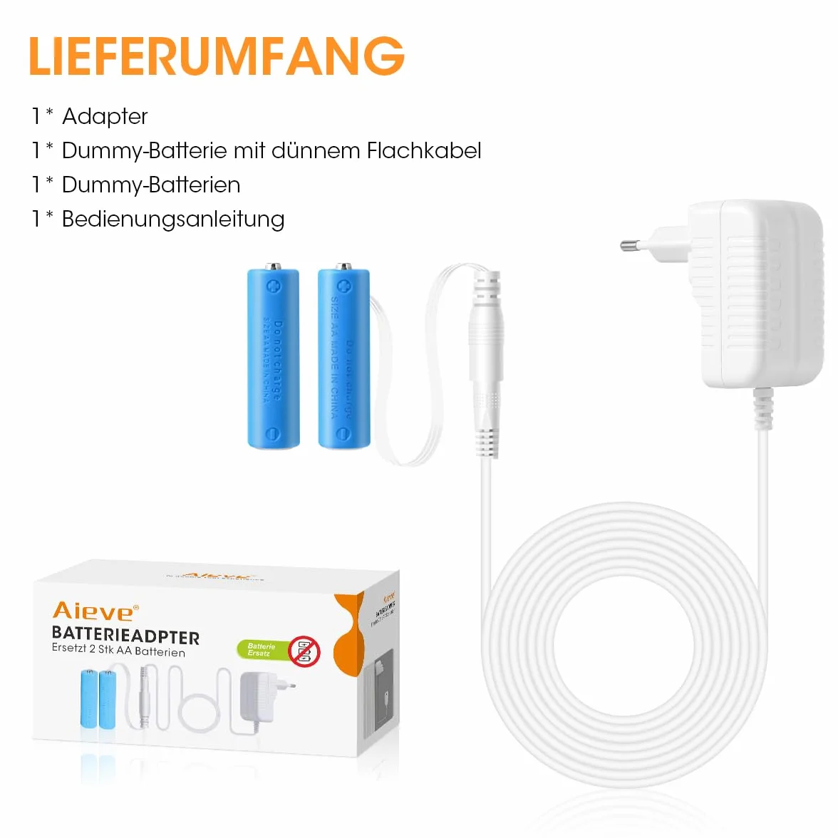 Zasilacz AIEVE 3 V zamiennik 2 baterii AA kompatybilny z termostatem Bosch Homematic IP Eve Thermo Smart Home