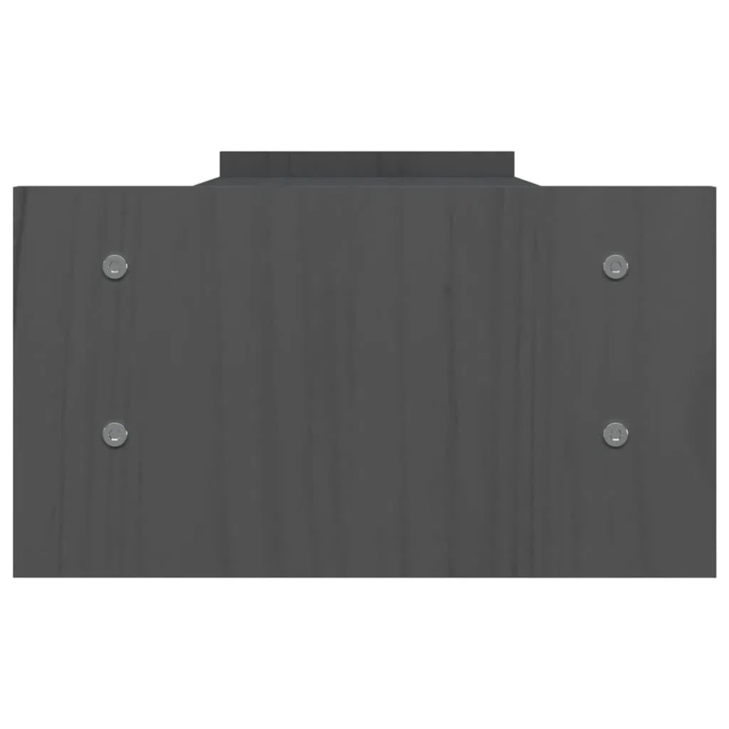 Hothingwell Stojak na monitor z litego drewna sosnowego 100 x 27 x 15 cm szary, minimalistyczny design z miejscem do przechowywania klawiatury i akcesoriów