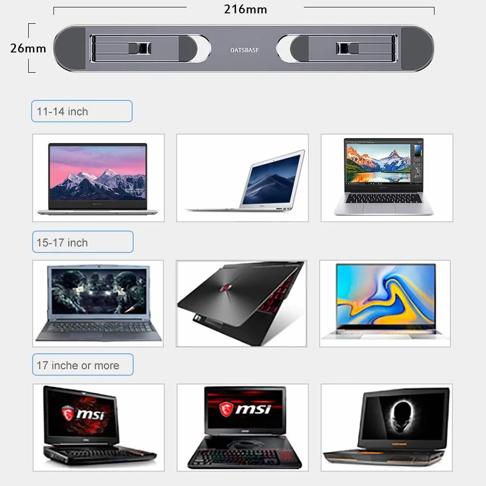 Stojak na laptopa na biurko, stojak chłodzący do laptopa, podstawka pod klawiaturę, ergonomiczny podnośnik do laptopa, podstawka pod laptopa, kompatybilny z MacBook Air Pro, Dell, HP, Lenovo,