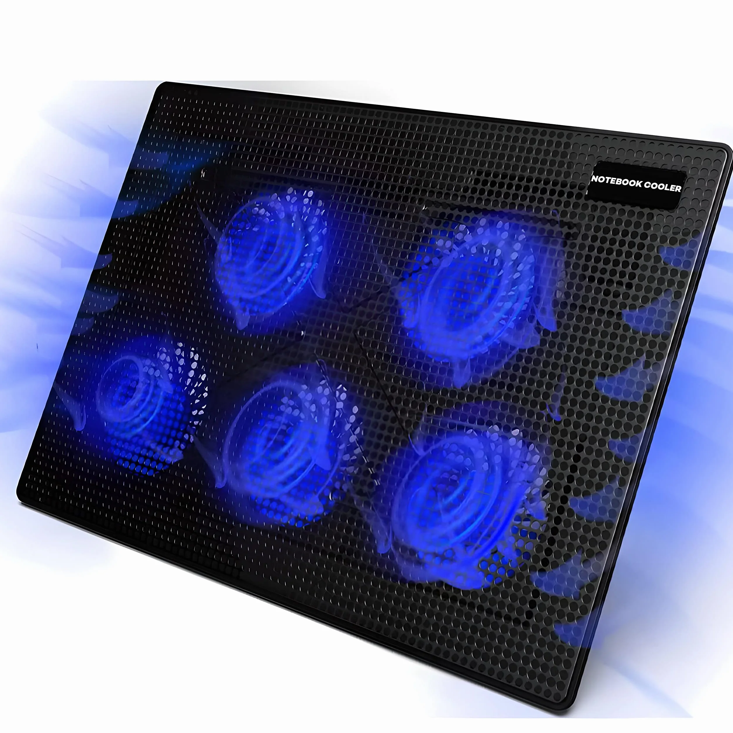 Retoo Podkładka chłodząca do laptopa z 5 wentylatorami LED 12-15", chroni przed przegrzaniem, podkładka chłodząca do notebooka, PS3, PS4, PS5, Xbox One, chłodnica do laptopa, czarna