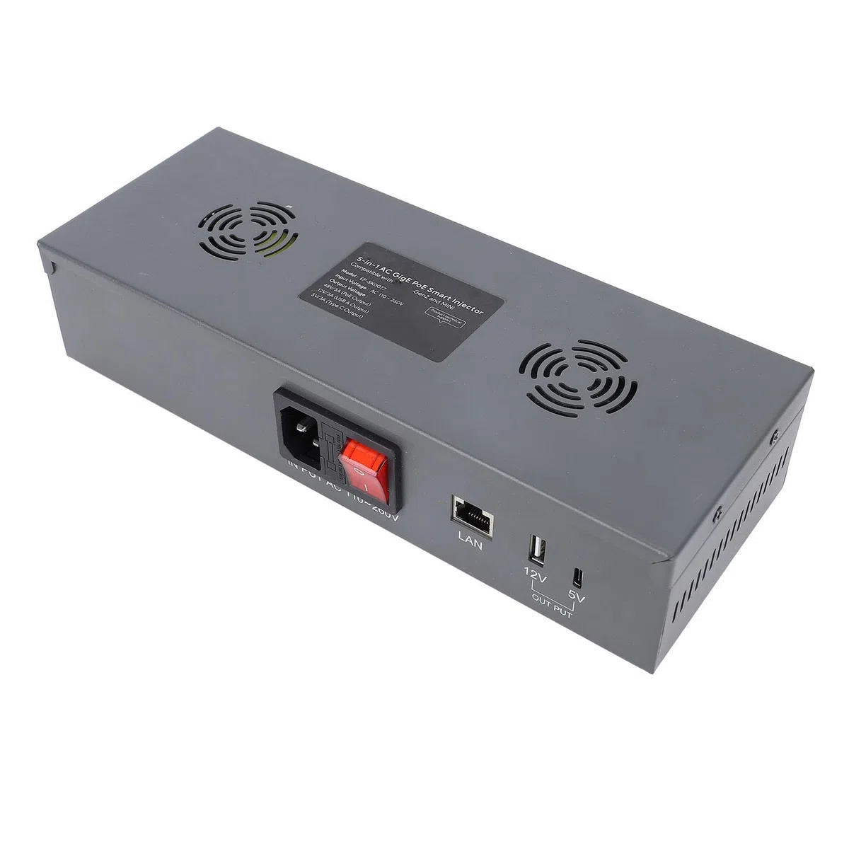 Generic Zestaw Gigabitowego Iniektora PoE 150 W Zapewniający szybką wydajność Sieci Rozdzielacz GigE PoE do Anten Mini Antenowych (wtyczka UE)