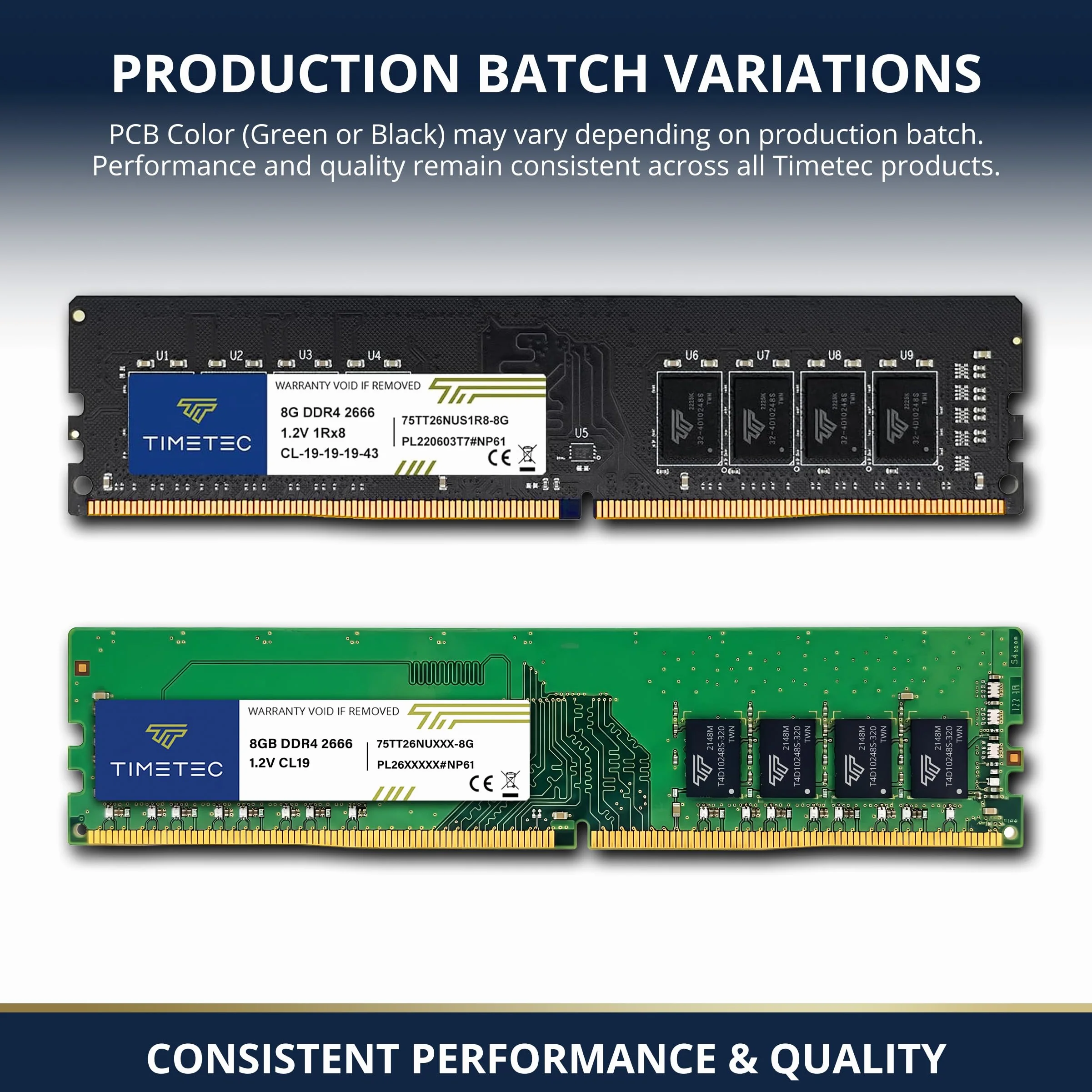 Timetec 8 GB DDR4 2666 MHz PC4-21300 Bez ECC Niebuforowany 1.2 V CL19 1Rx8 Pojedynczy Rang 288 Pin UDIMM Komputer stacjonarny Pamięć RAM Moduł aktualizacji (8 GB)