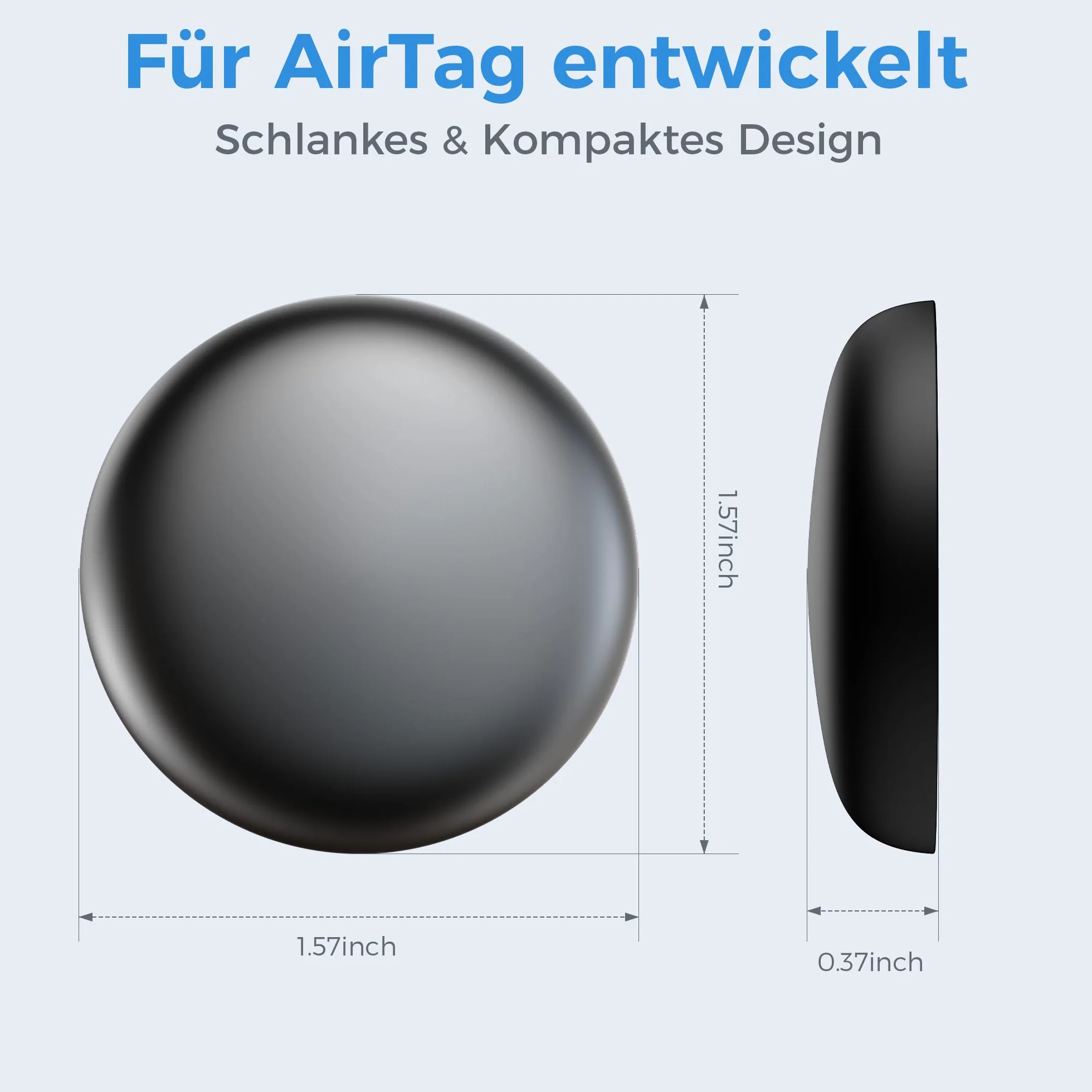 MiLi Magnetyczny lokalizator Bluetooth z silikonową osłoną, lokalizator bagażu/lokalizator przedmiotów, kompatybilny z iOS Znajdź i Google Centrum lokalizacji App, wodoodporność IP67