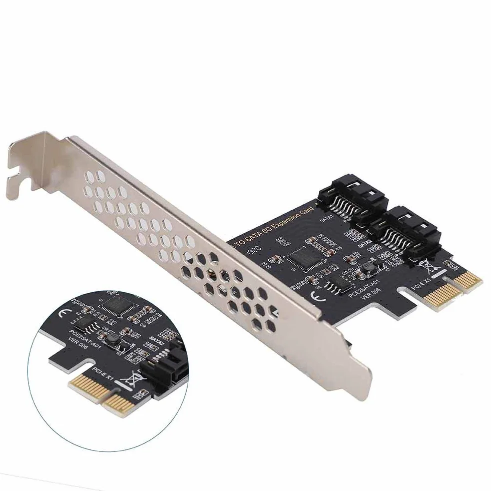 Karta SATA PCI-E 2 porty, PCI Express na SATA 3.0 6 Gb/s karta rozszerzeń kontrolera SATA z uchwytem, obsługa dla Mac/Linux/Windows (R) XP / server2003 / VISTA / 7/8 (32/64 bit)