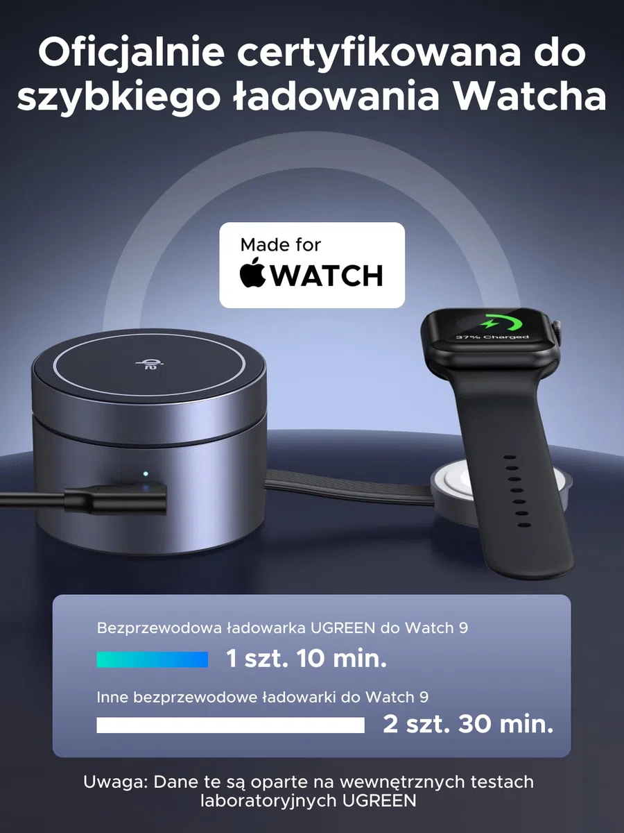 UGREEN MagFlow Qi2 15 W, magnetyczna ładowarka bezprzewodowa 3 w 1 z MagSafe | Kompatybilny z iPhone 17 16 15 14 13 12 Air Plus Pro Max AirPods 4 3 Pro 3 2 1 iWatch, regulowany, z ładowarką 45 W