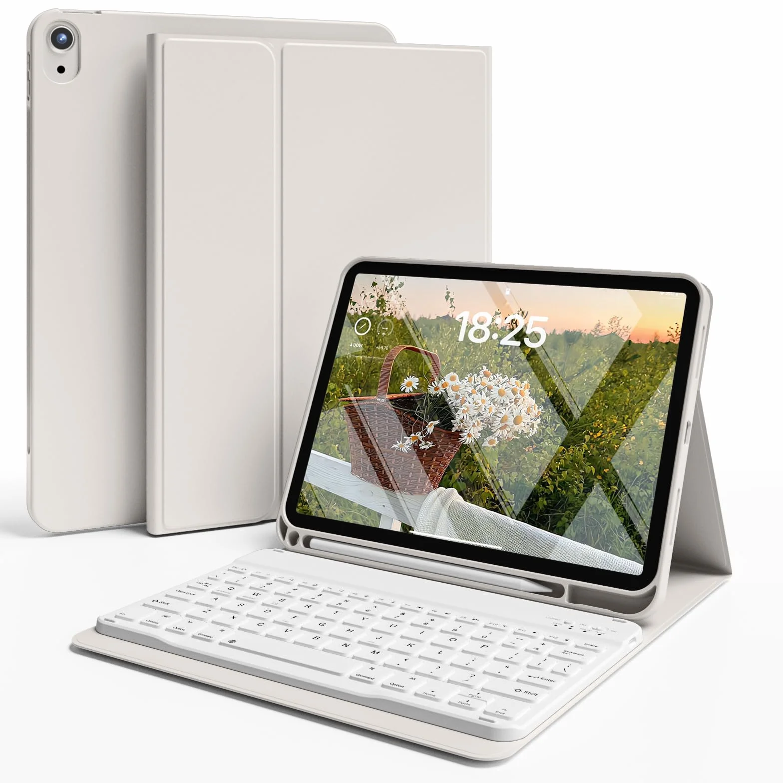 Etui z klawiaturą dla iPad 11 cali 2025 A16 & iPad 10 gen 10,9 cala 2022, miękka TPU, zdejmowana Bluetooth, Szary