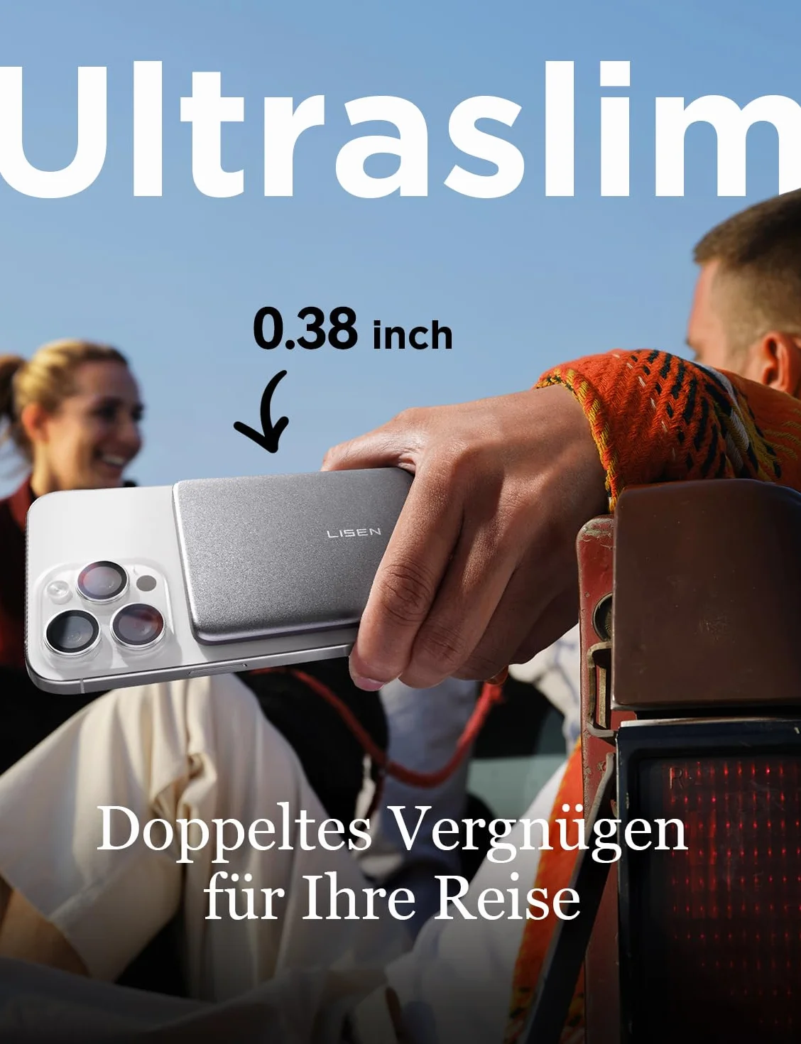 LISEN Power Bank Magsafe iPhone,Ultra Slim Battery Magsafe Magnetic PowerBank (szary tytanowy)