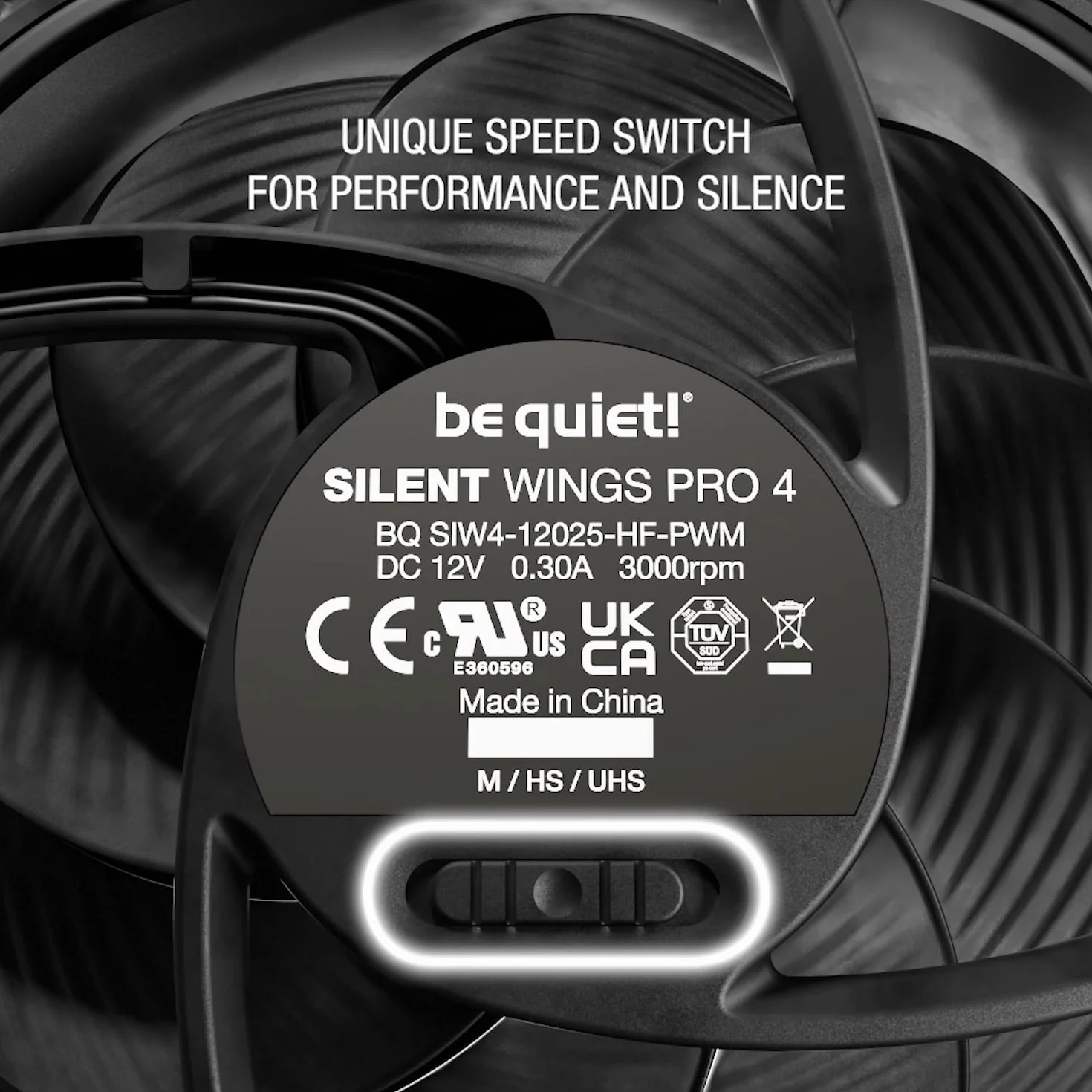 be quiet! Silent Wings Pro 4 120 mm PWM Wentylator, zoptymalizowane łopatki wentylatora, wyjątkowo wysoka wydajność, przełącznik Speed Switch do ustawiania maksymalnej prędkości PWM, czarny, BL098