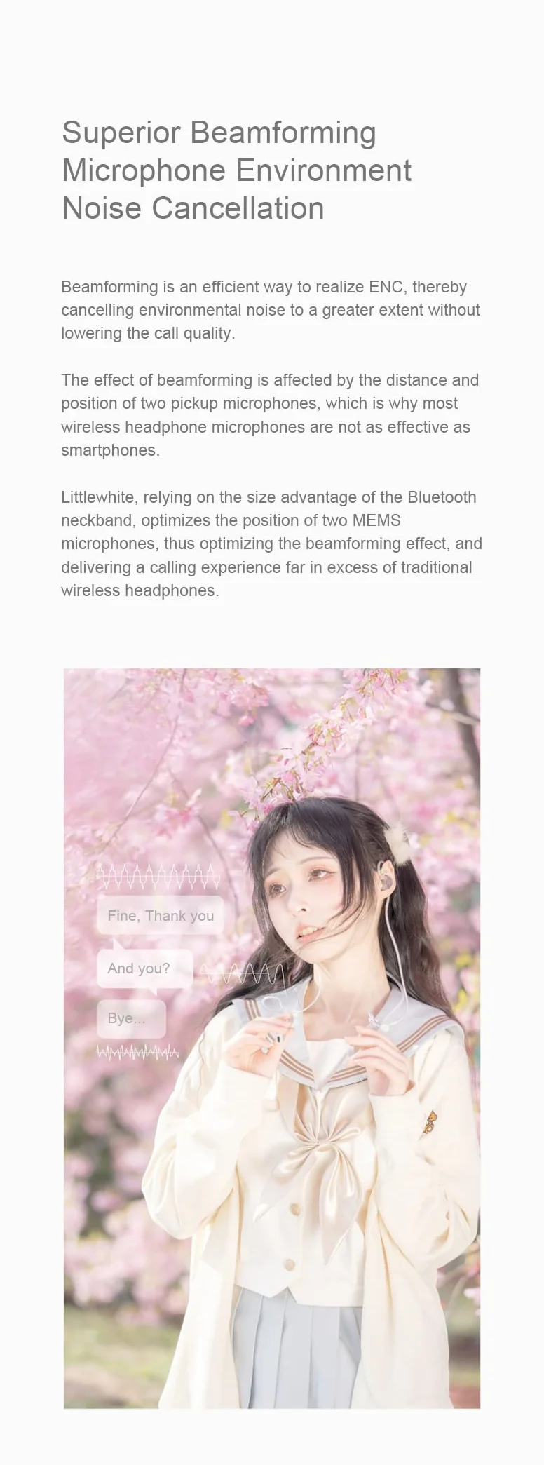 Fanmusic Moondrop Littlewhite Neckband Bluetooth Kabel Słuchawki Bluetooth 5.2 Type-C Zestaw słuchawkowy Aptx