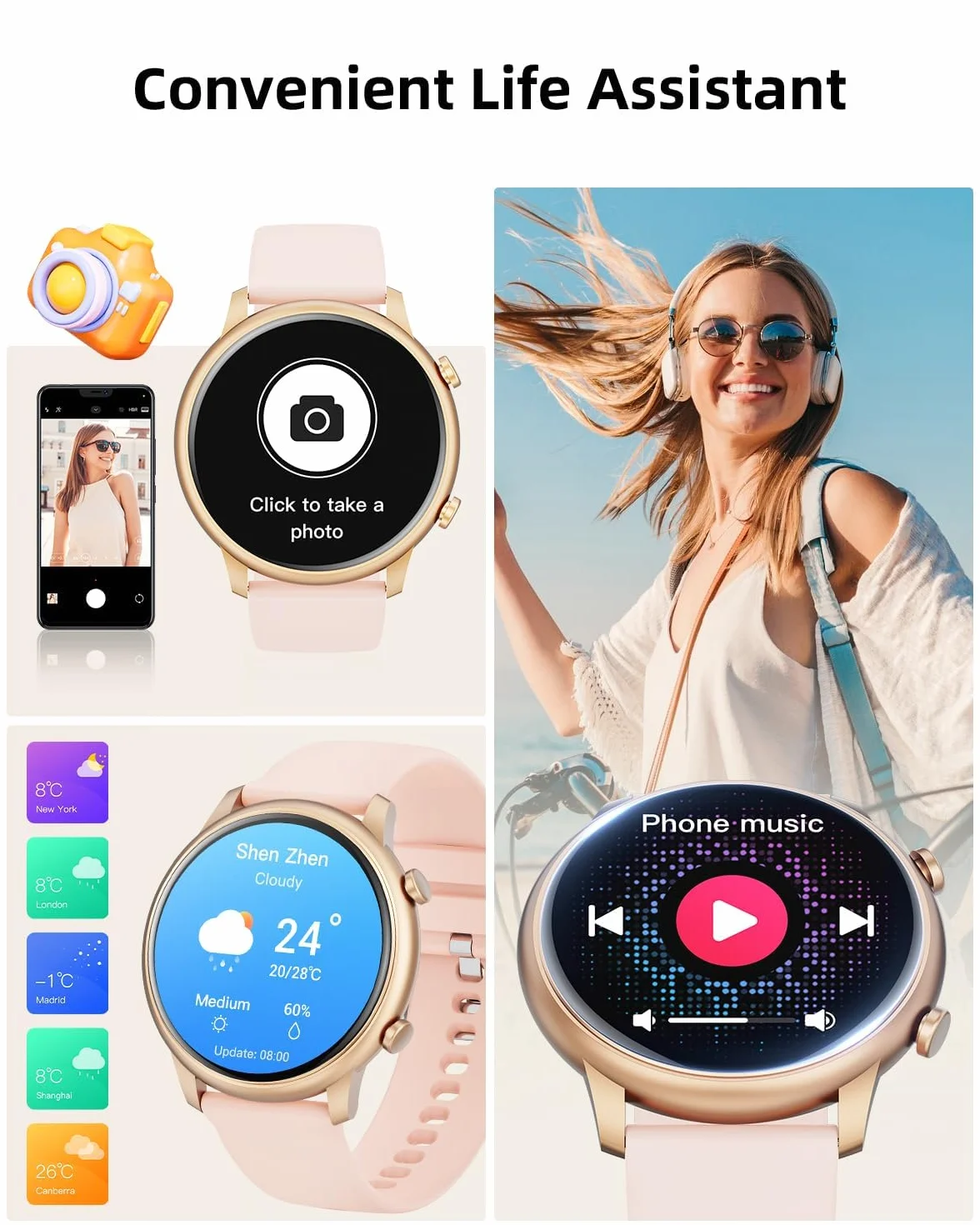 Smartwatch 1,39" z monitorem tętna snu SpO2 stresu, wodoodporny IP68, Fitness Smartwatch dla Android iOS