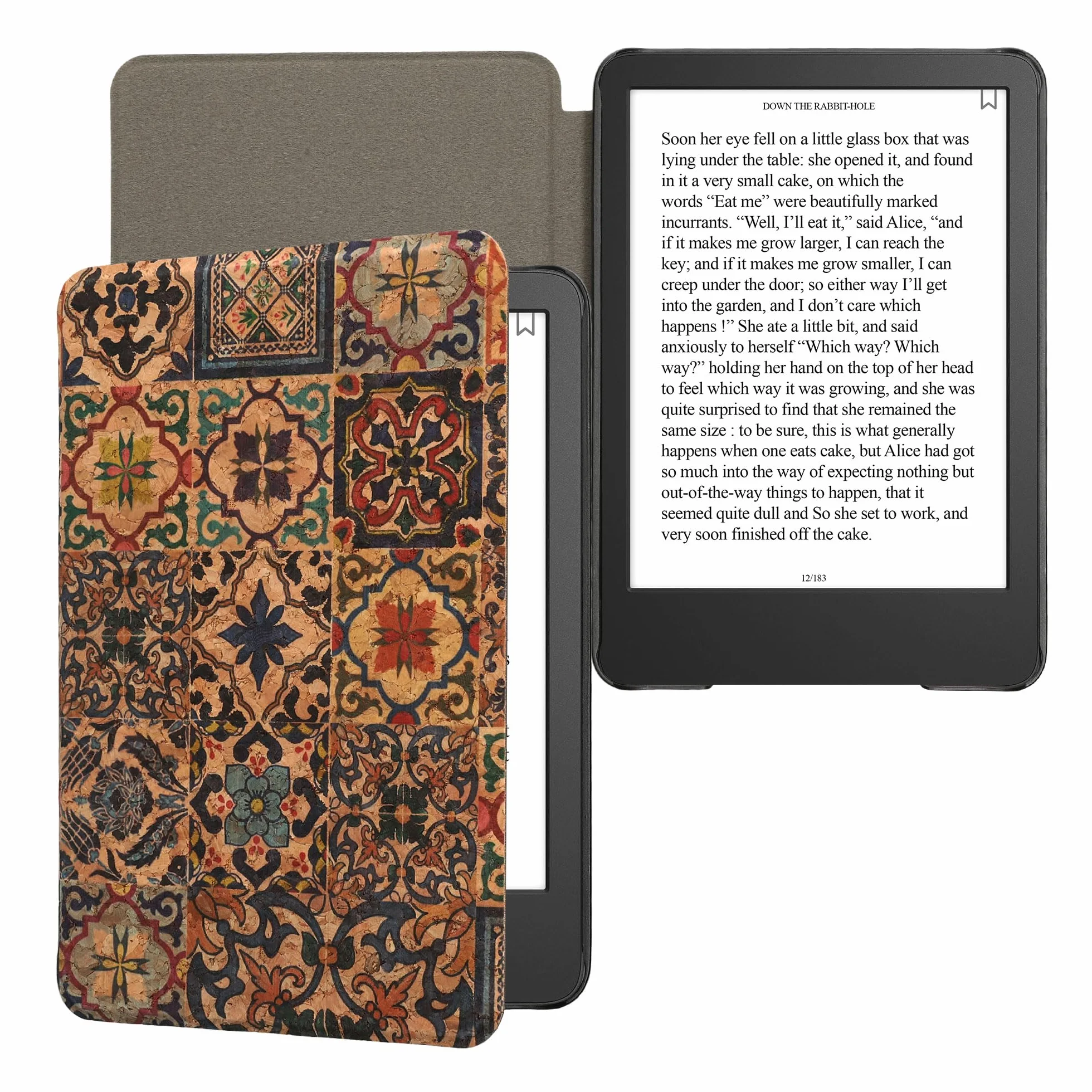 kwmobile Etui kompatybilne z Amazon Kindle (2022/2024) - etui z magnetyczną klapką do tabletów korkowych w kratkę z motywami brązowo-niebiesko-czerwone