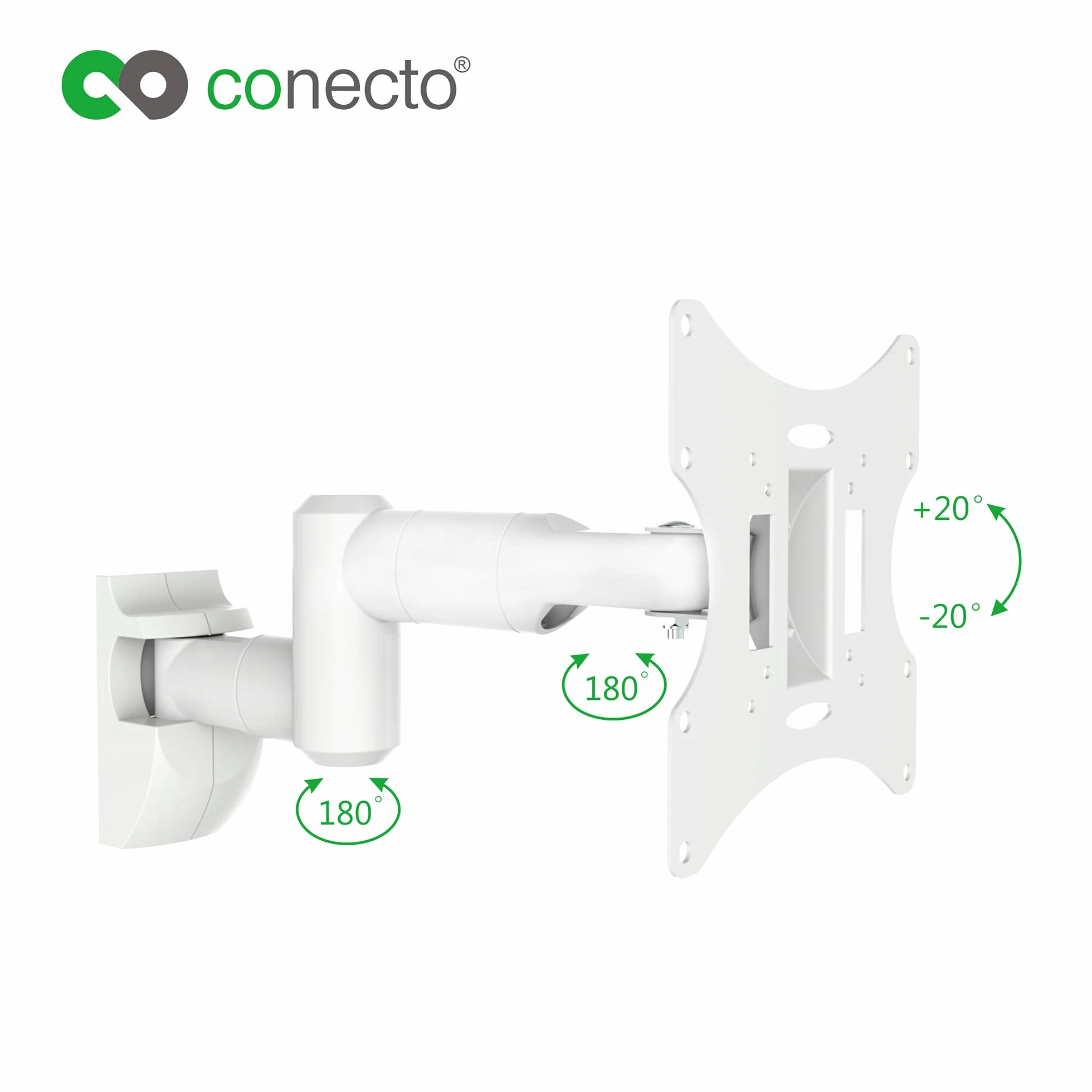 conecto Uchwyt ścienny do monitorów i telewizorów do 42 cali, VESA 50x50-200x200, 30 kg, biały