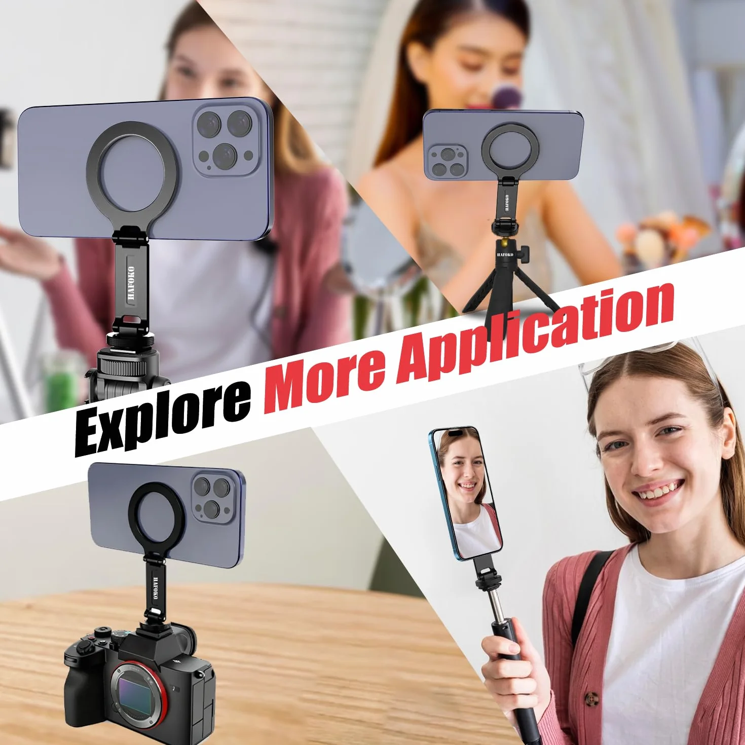 Magnetyczny Zimny But Uchwyt na Telefon, Aluminiowy Gorący But Uchwyt Statywu do Kamera Kompatybilny z iPhone 17-13 Pro Max, Magnetyczny Kamera Adapter z 1/4" Śrubą do DSLR Fotografia Statywowa