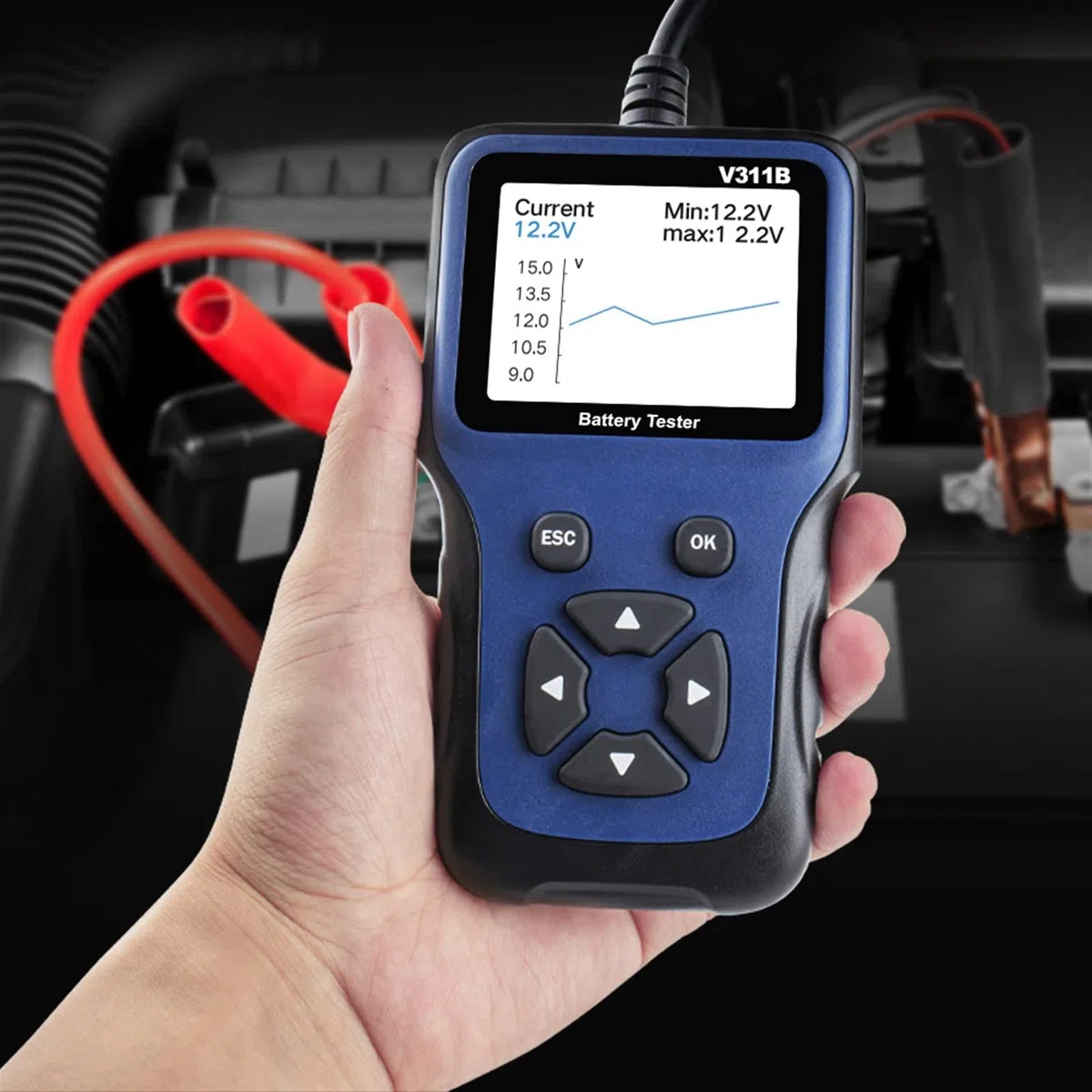 Tester pojemności baterii, tester obciążenia, V311B 12V. Test baterii Detektor akumulatora Tester akumulatora samochodowego Analizator ładowarki Ładowarka Ładowanie Tester Tester narzędzia funkcja tes