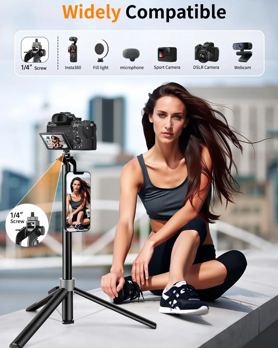 Victiv Statyw do telefonu do selfie Stick, 177.8 cm wysuwany magnetyczny statyw do telefonu z pilotem zdalnego sterowania, statyw do iPhone'a 16, 15, 14, 13, 12, Samsung
