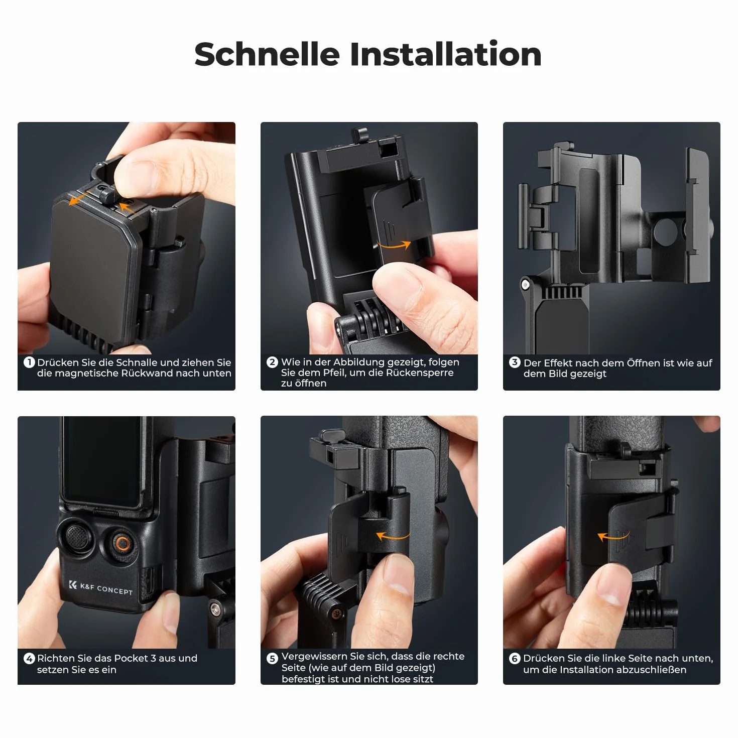 K&F Concept Uchwyt magnetyczny do Dji Osmo Pocket 3, Akcesoria Podstawa uchwytu magnetycznego Kompatybilny z dji OSMO Pocket 3 Creator Combo