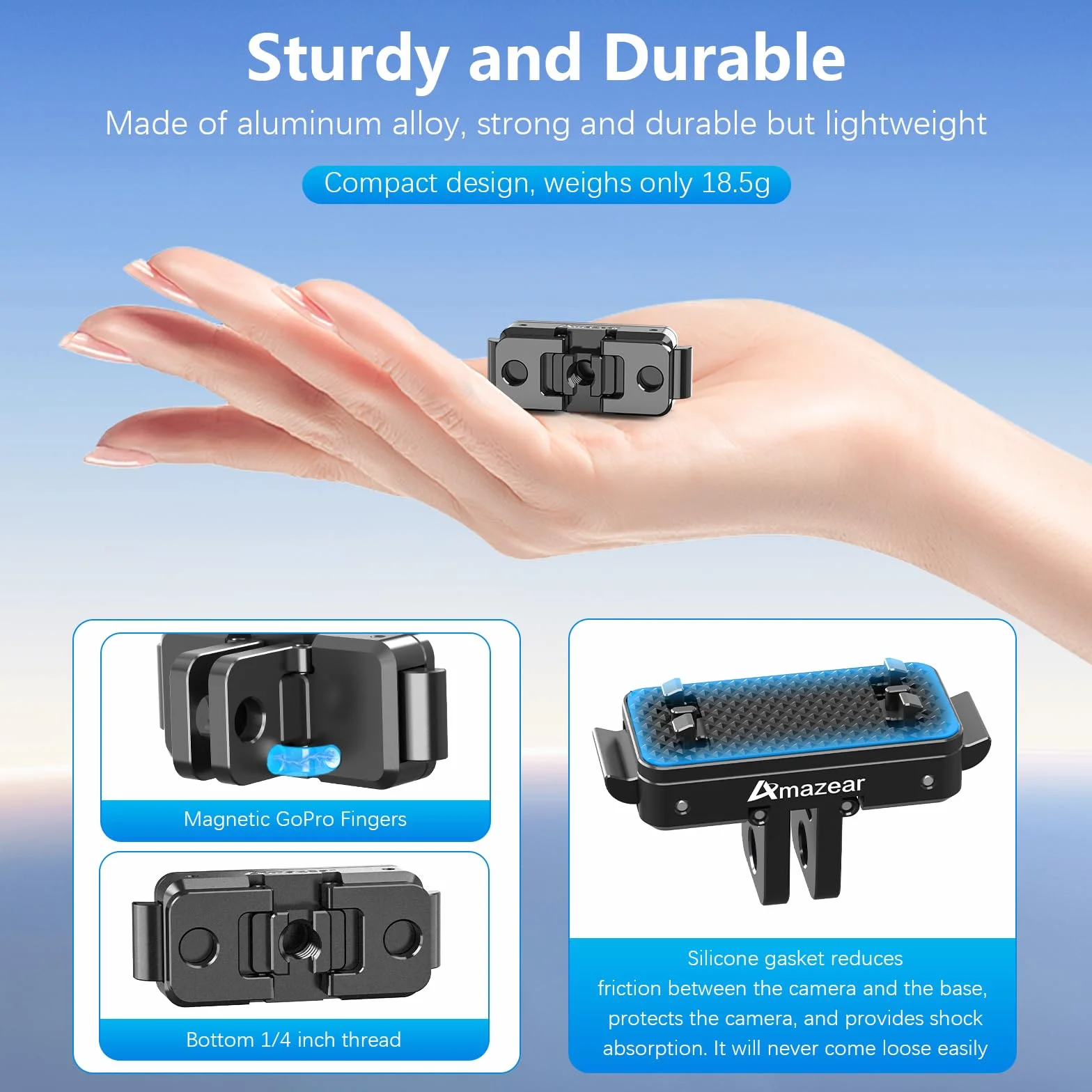 AMAZEAR Magnetyczny uchwyt szybkiego zwalniania do akcesoriów pneumatycznych Insta360 X5 X4, Insta 360 X5 / Ace Pro 2, adapter QR ze stopu aluminium z Go-Pro i uchwytem gwintowanym 1/10.2 cm-20