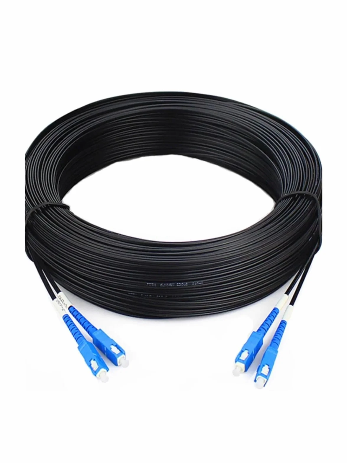 2-żyłowy kabel połączeniowy światłowodowy do zastosowań wewnętrznych, SC UPC jednomodowy, długość 150 m/200 m, 1310 nm-1550 nm, 2 przewody stalowe(Black,150M)