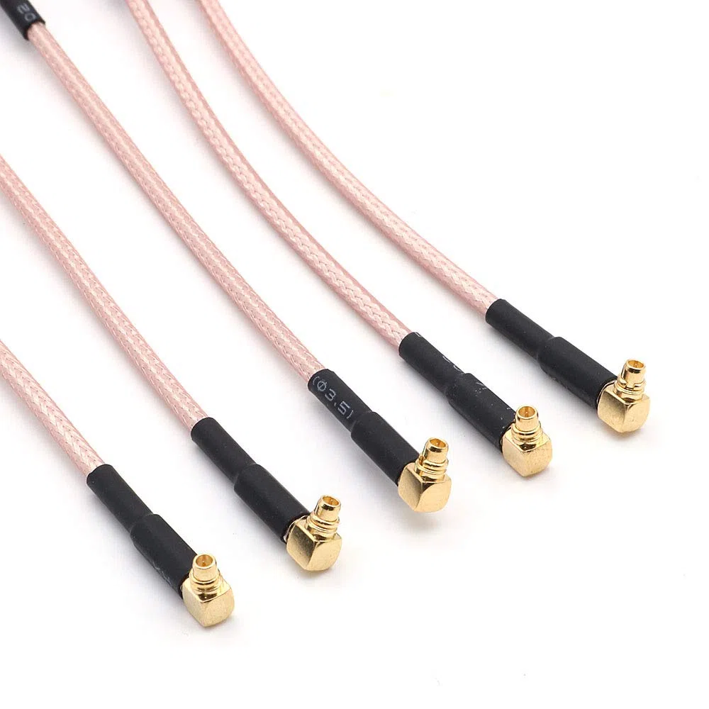 DollaTek 5 SZTUK 4 cal RG316 Złącze SMA Tail Antena Złącze męskie do MMCX Męski Niski Utrata Kabel koncentryczny Adapter kątowy - SMA Otwór SMA Wewnętrzna Spirala Zewnętrzna