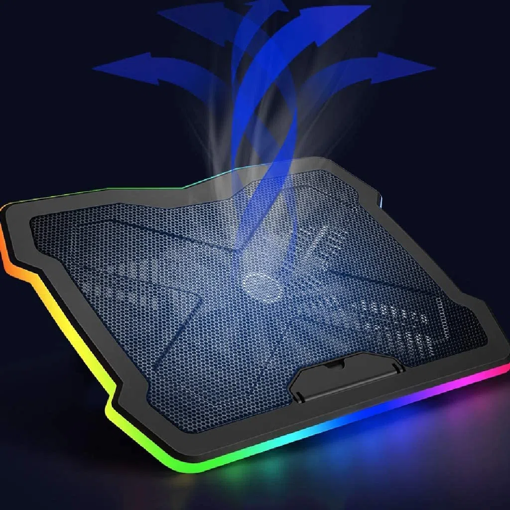 Chłodnica do Laptopa Podkładka Chłodząca Do Laptopa RGB Z Podświetleniem LED Gaming Laptop Cooler Wentylator USB Bardzo Stabilna Cicha Podstawka Pod Kompatybilna 17" Stojak na laptopa,Wentylowany