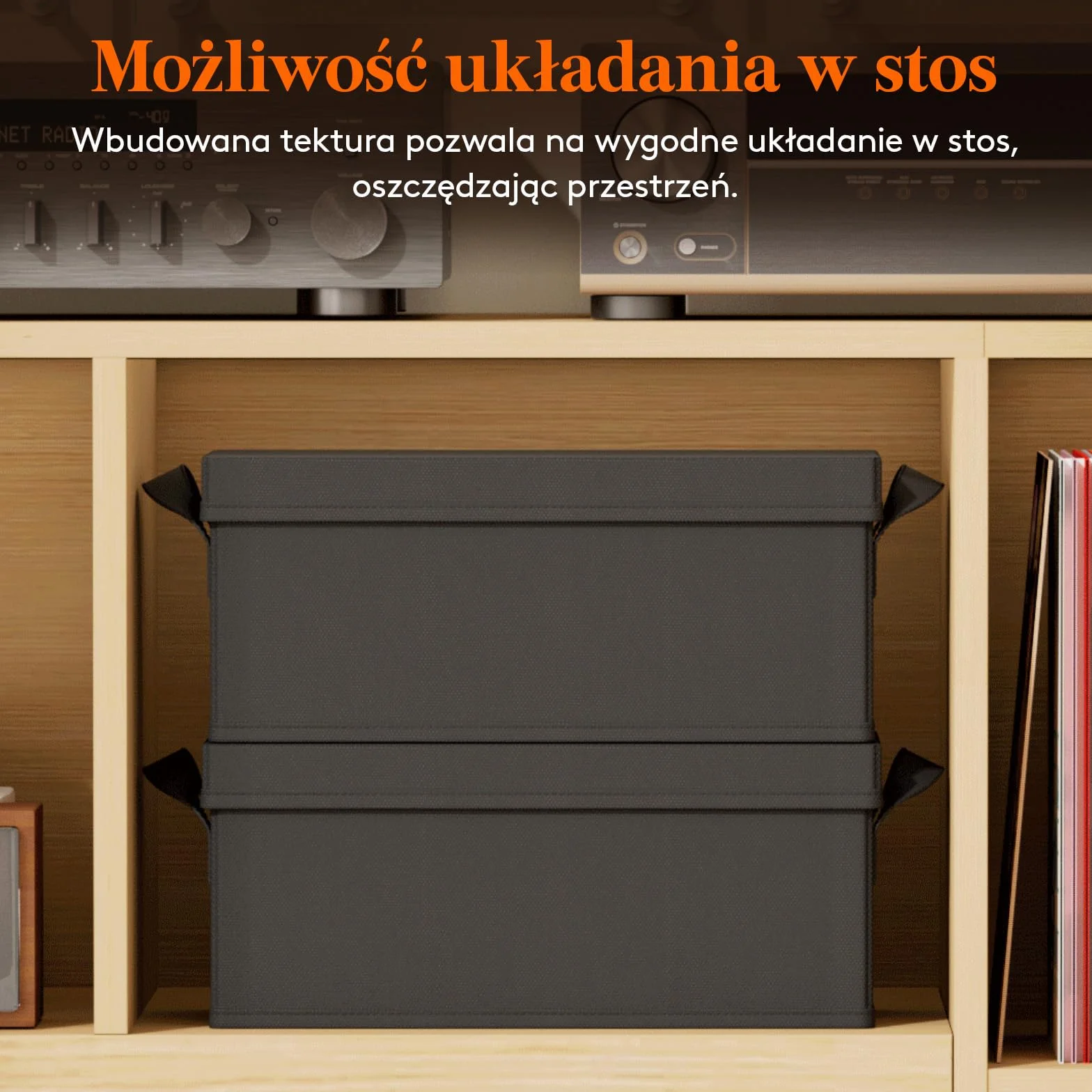 Lifewit Organizer na Płyty CD Składane Pudełko do Przechowywania, Czarny, 33,5 x 15 x 13,5 cm, Zestaw 6 Sztuk