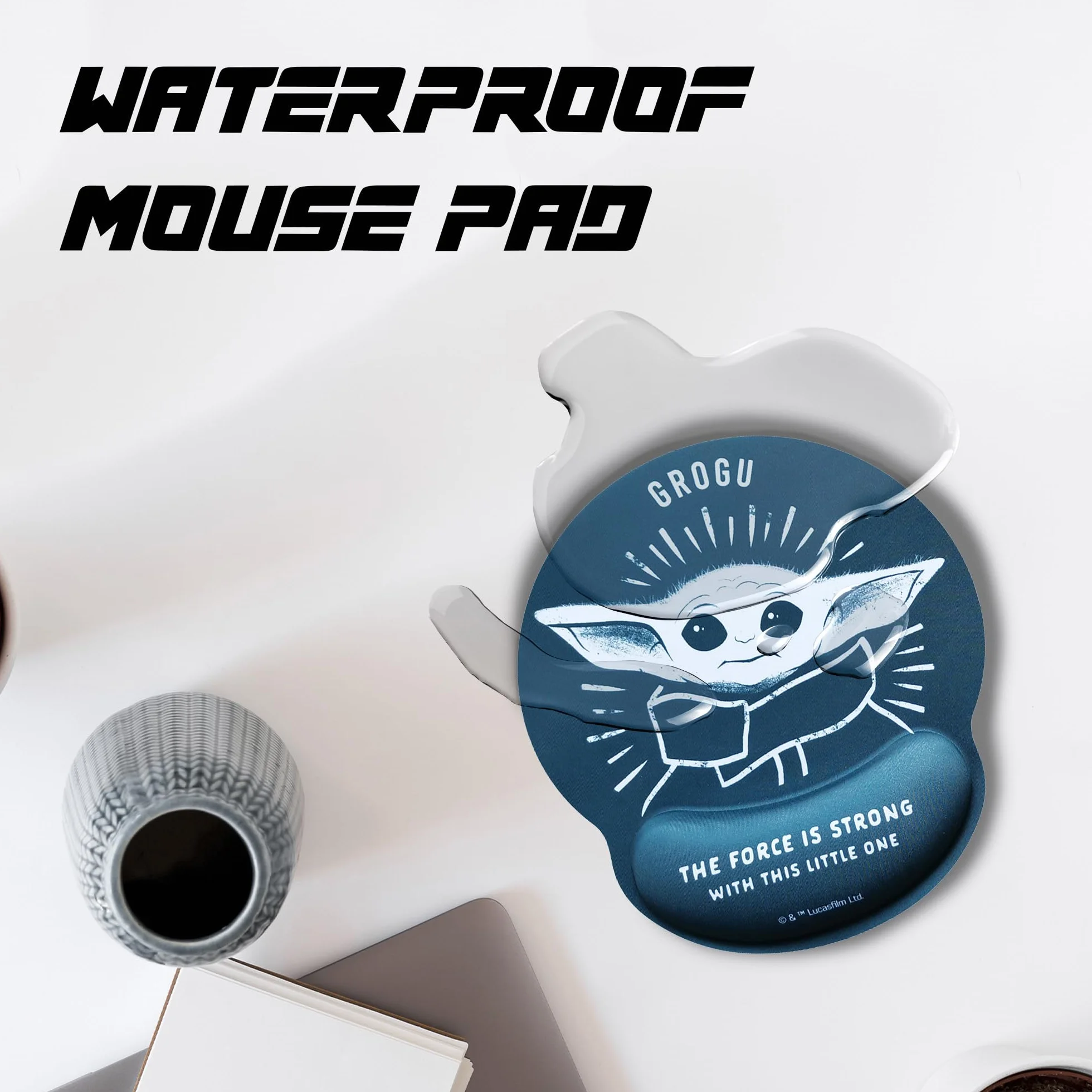WONDEE Mandalorian Baby Yoda Ergonomiczna podkładka pod mysz Grogu, antypoślizgowa podkładka pod nadgarstek, podkładka Star Wars (oficjalna pieczęć)