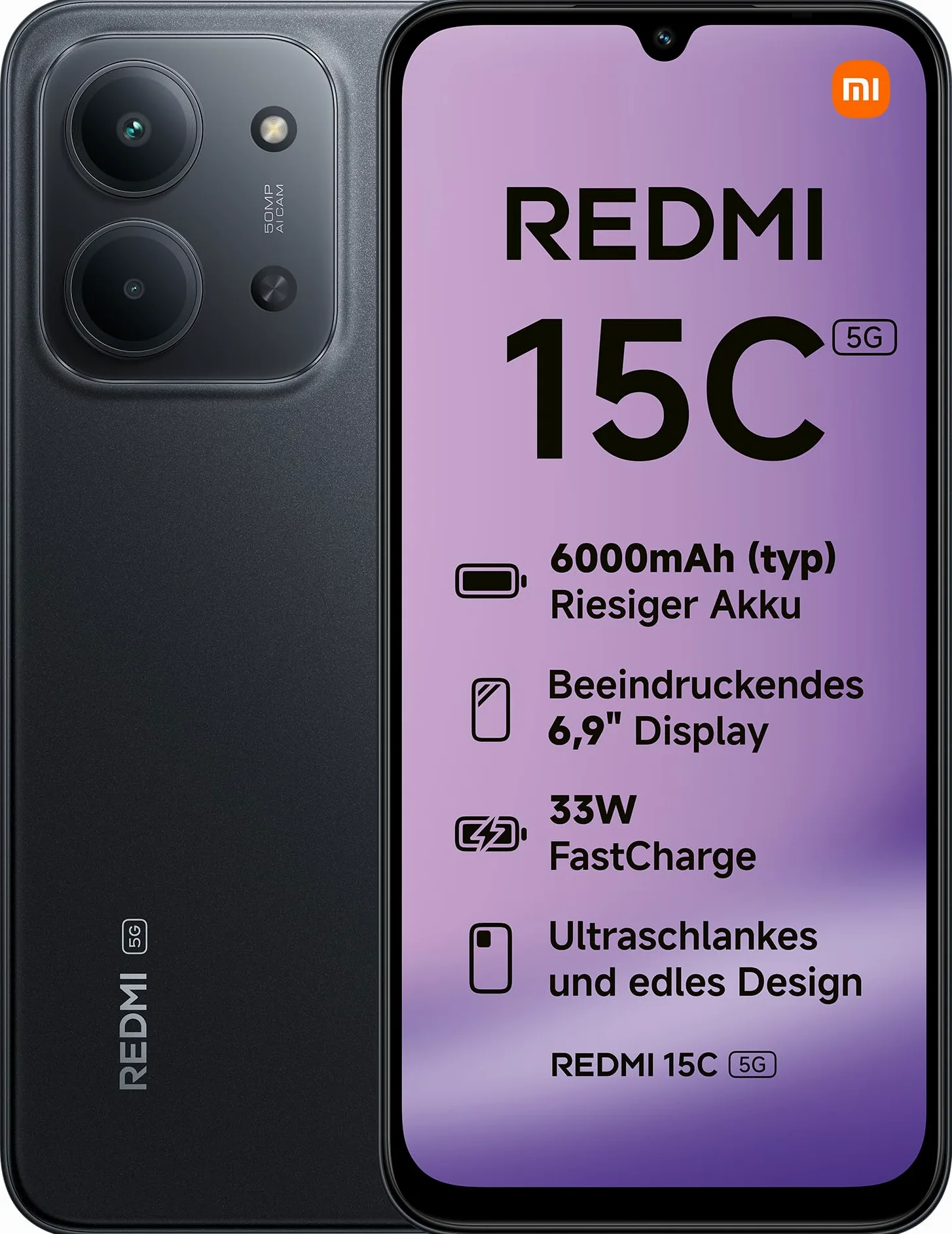 Xiaomi Redmi 15c 4+128GB 6.9" 5G Midnight Black DS ITA