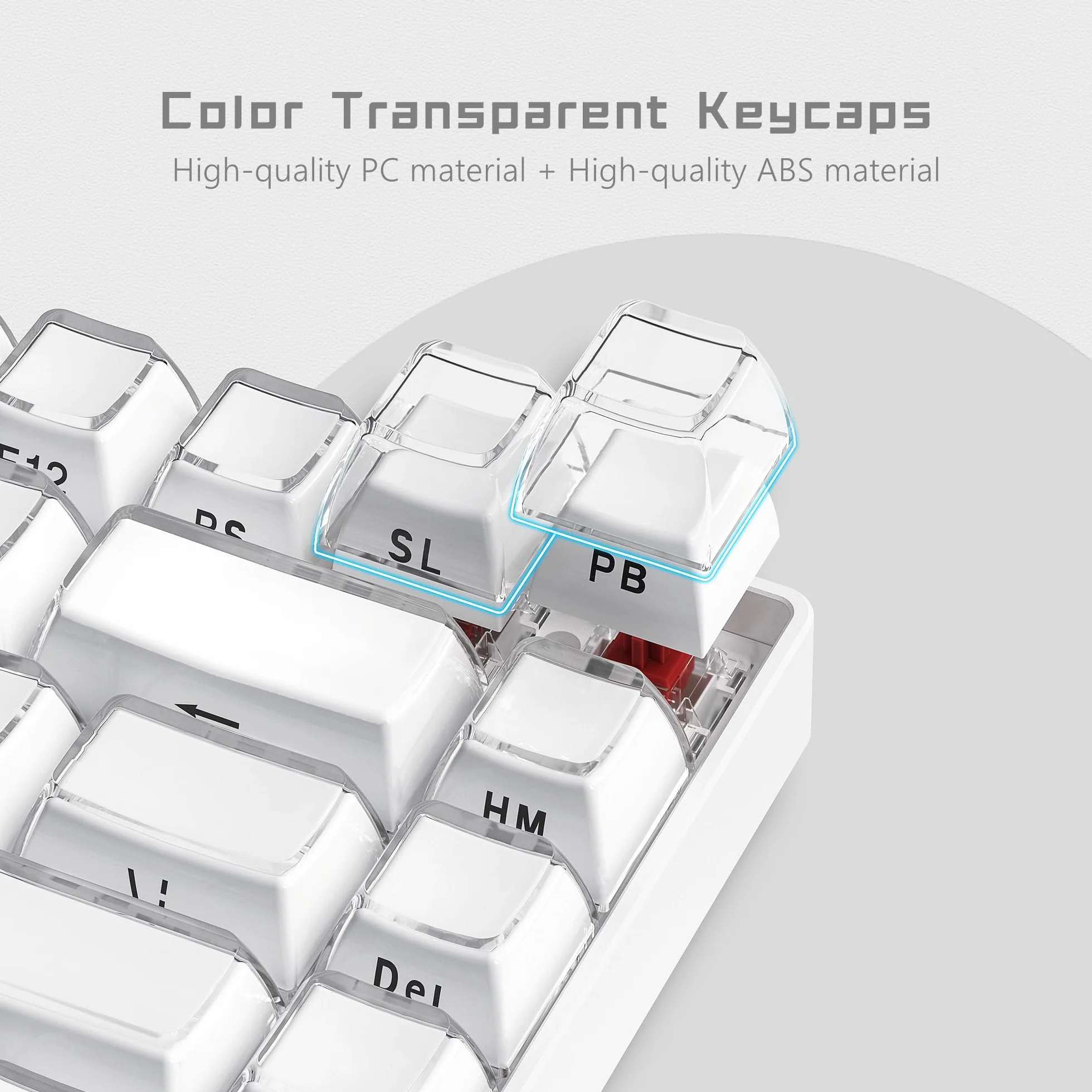 Womier Crystal Jelly 60, 65, 75, 100%, klawisze do klawiatury mechanicznej, nadruk boczny, urocze klawisze profilu OEM, Cherry Gateron MX 113%, biały