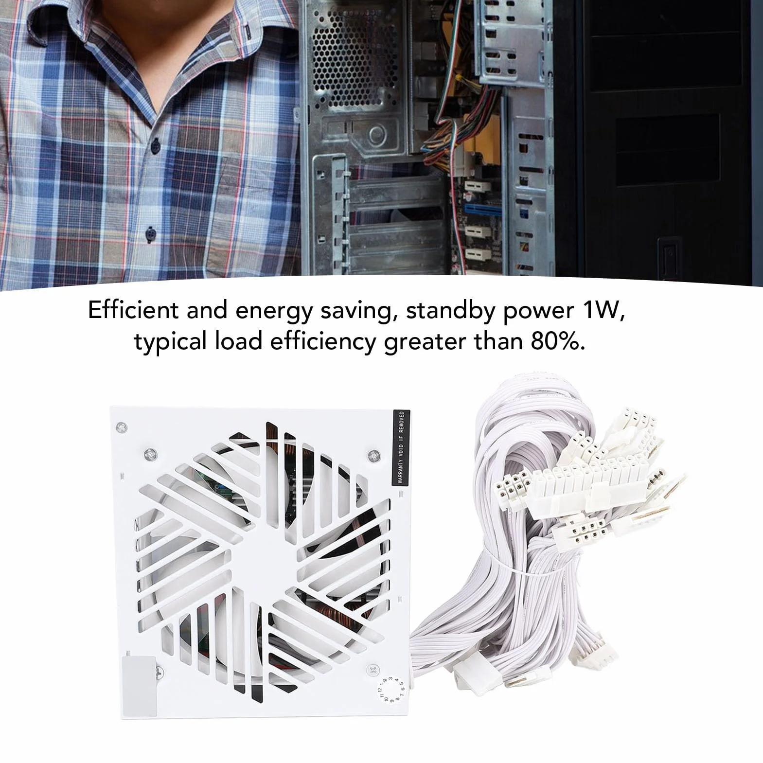 Fockety Zasilacz ATX 700 W, Wentylator 120 Mm z automatyczną regulacją Prędkości i Wieloma Zabezpieczeniami, Zasilacz do Gier z 4+4-pinowymi Złączami Procesora do Komputerów Stacjonarnych
