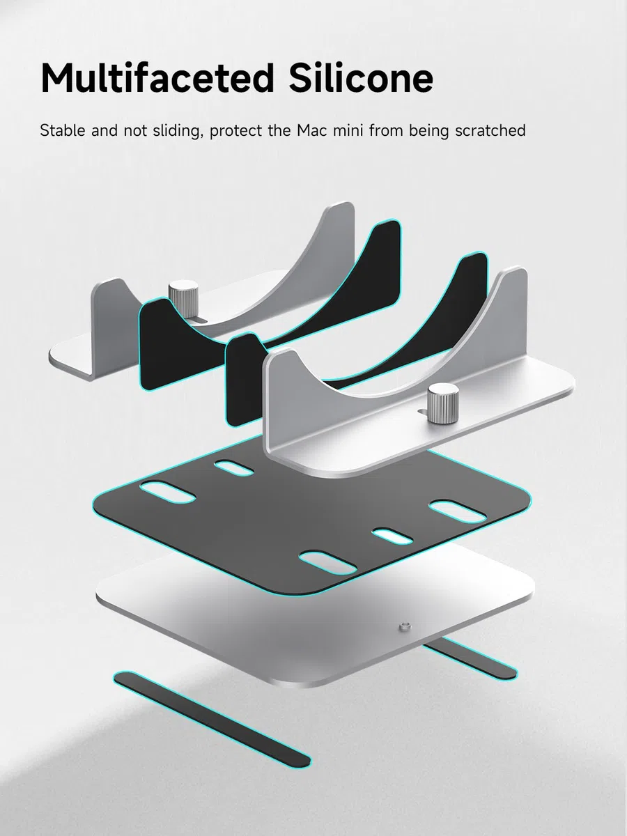 Hagibis Pionowy Stojak do Mac Mini M4, Aluminiowy Stop, Podstawka na Laptopa, Antypoślizgowy Uchwyt Komputerowy, Stojak na Biurko Kompatybilny z M4 Chip Mac Mini Pro